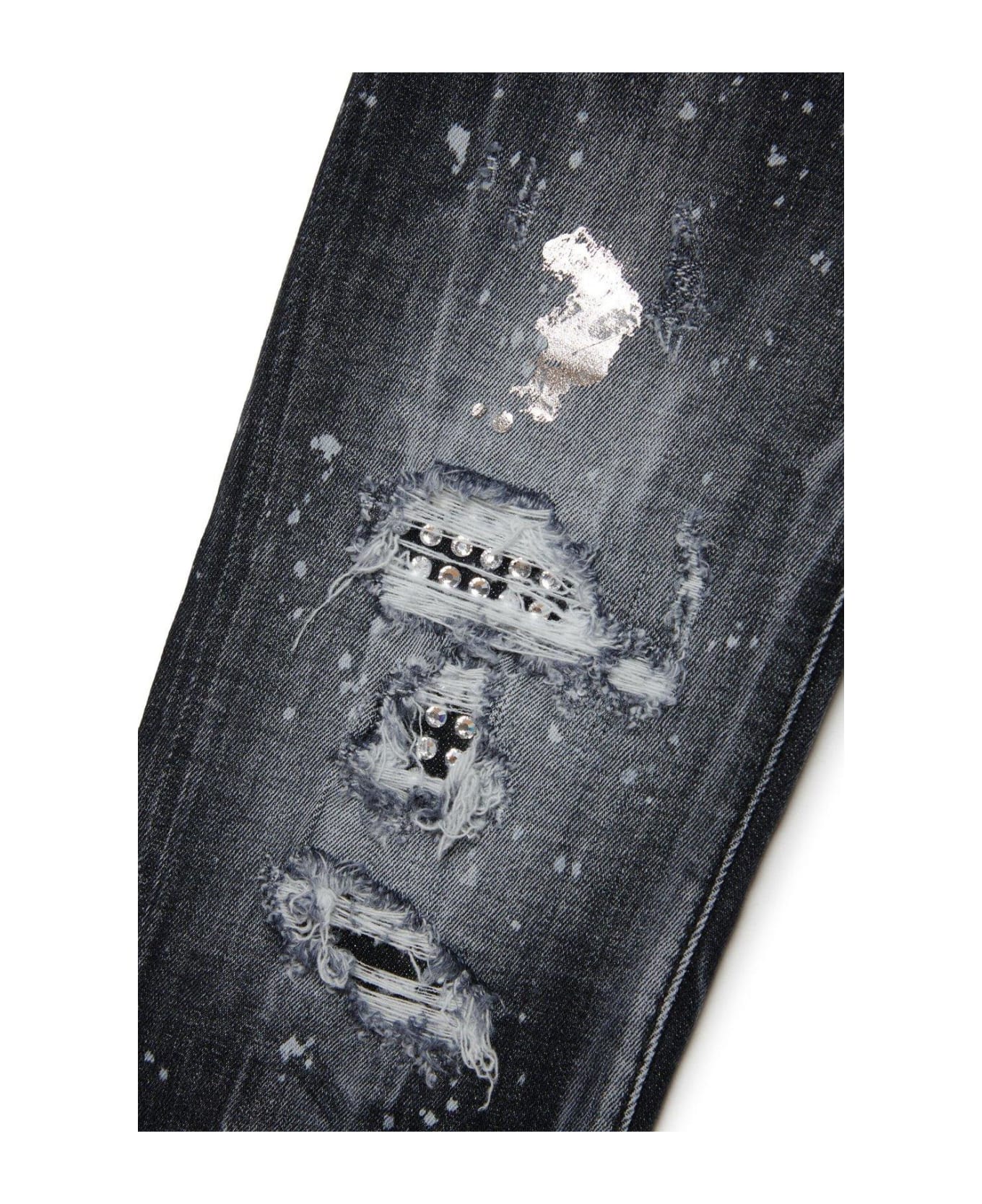 Dsquared2 Paint Splatter-detail Straight-leg Distressed Jeans - Denim Black ボトムス