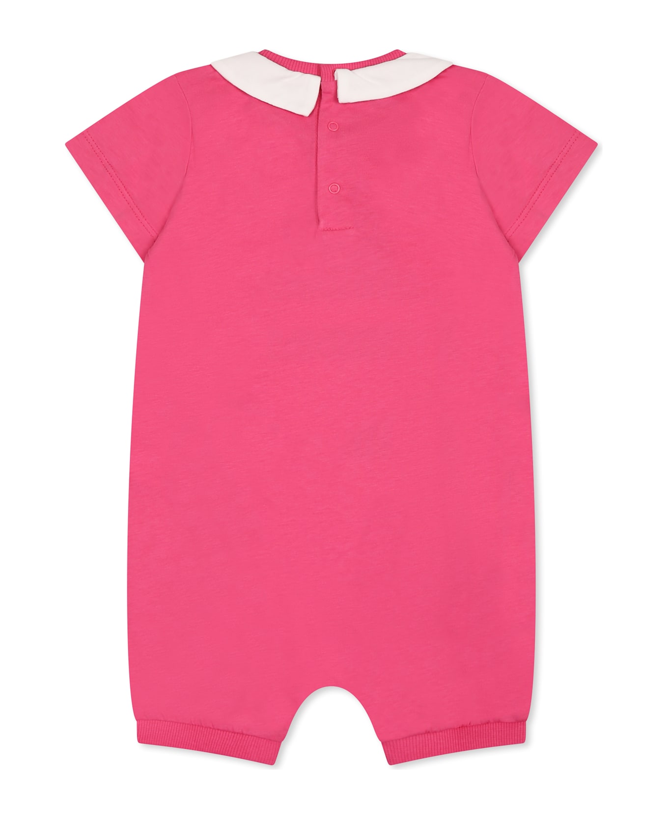 Moschino Fuchsia Romper For Baby Girl With Teddy Bear - Fuchsia