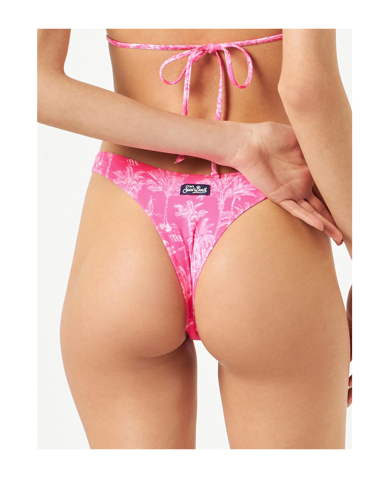 MC2 Saint Barth Woman Cheeky Swim Briefs With Toile De Jouy Print - PINK ショーツ