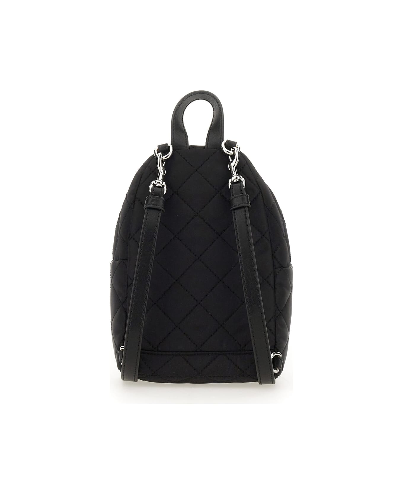 Moschino Quilted Backpack With Logo - BLACK