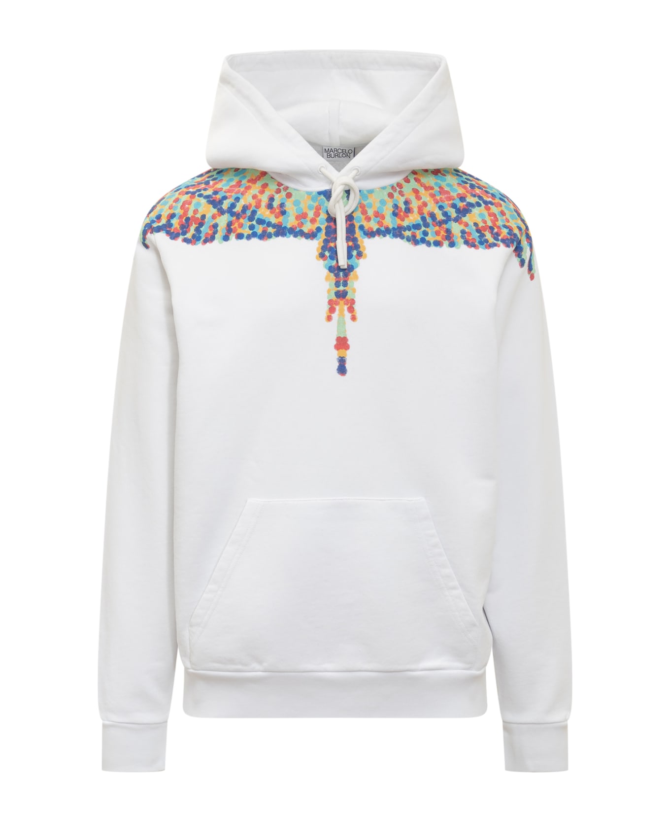 Marcelo Burlon Hoodie With Multicolor Pointillism Wings - White フリース