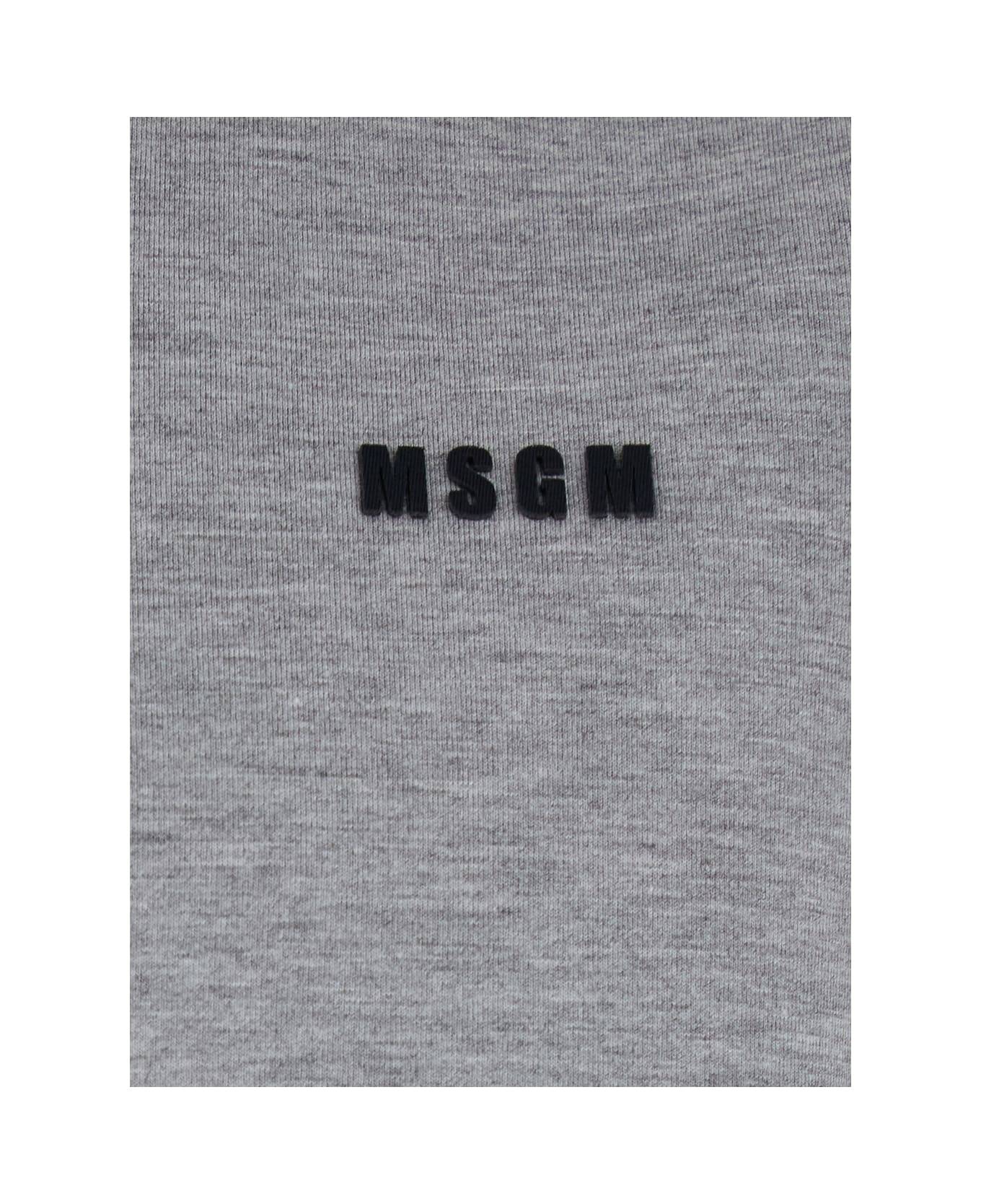 MSGM Grey Hoodie With Contrasting Logo Embroidery In Cotton Man - GREY MELANGE