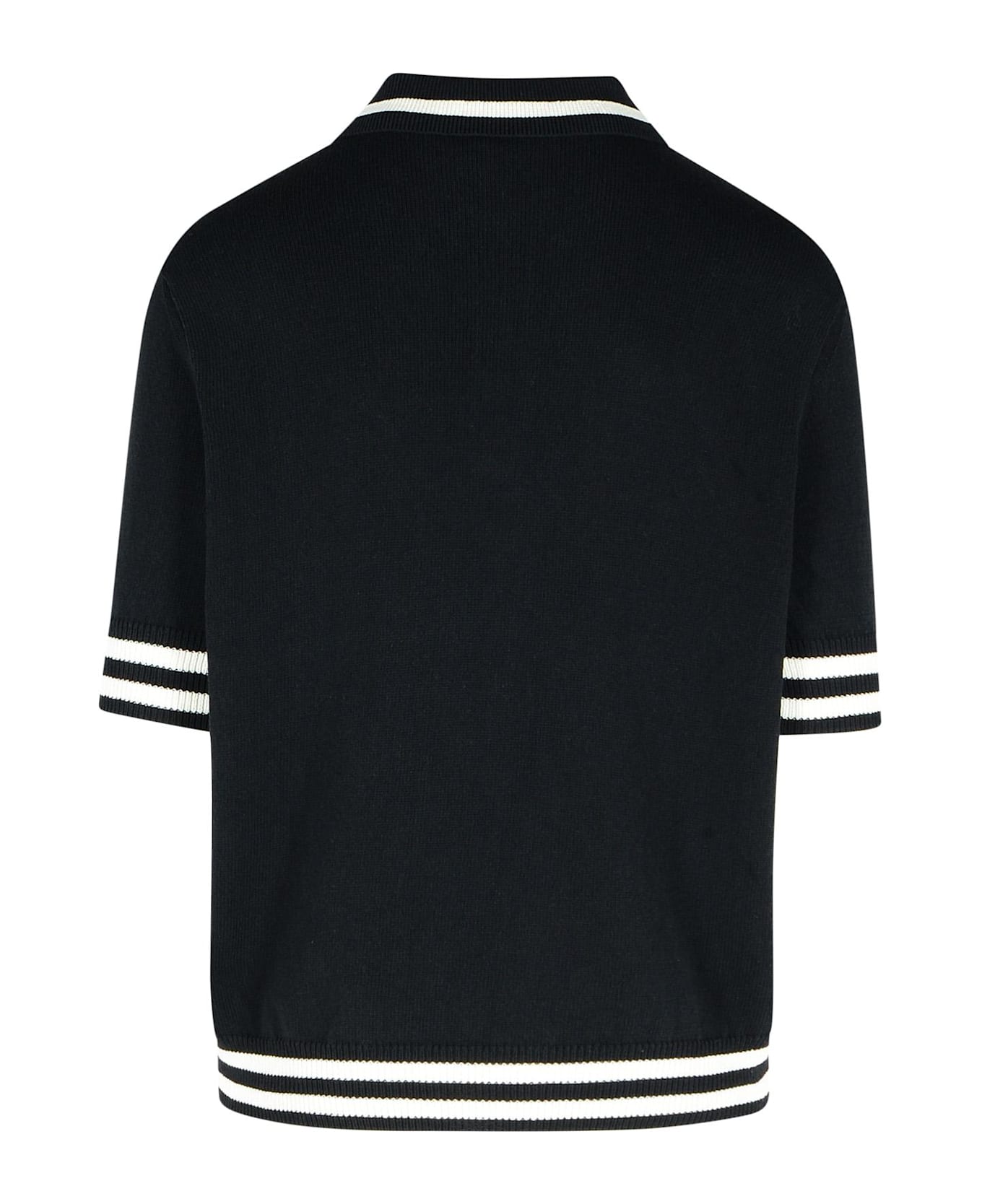 Balmain 'signature' Black Cotton Blend Polo Shirt - Black