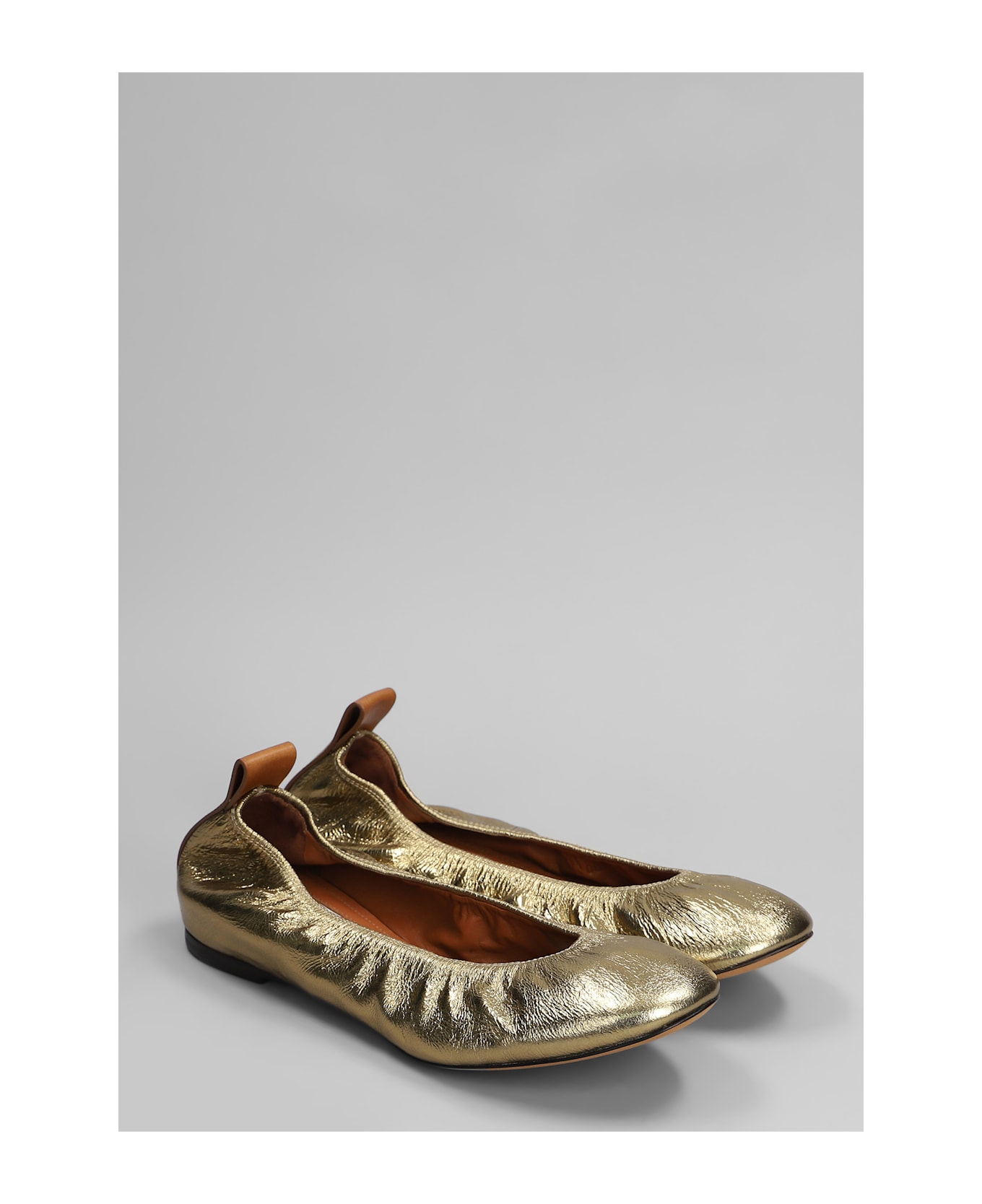 Lanvin Ballet Flats In Gold Leather - gold