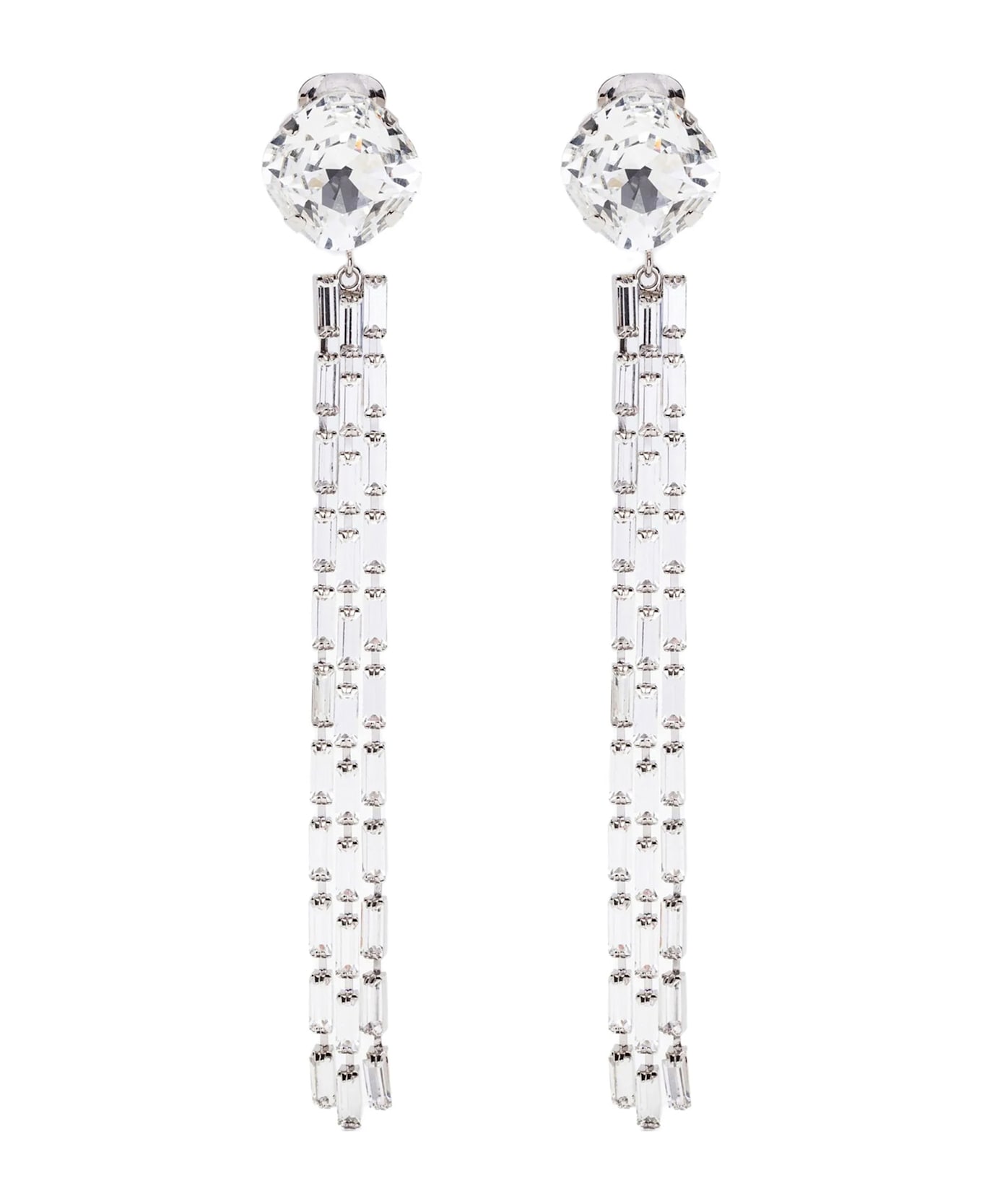 Alessandra Rich Fringed Earrings - Silver