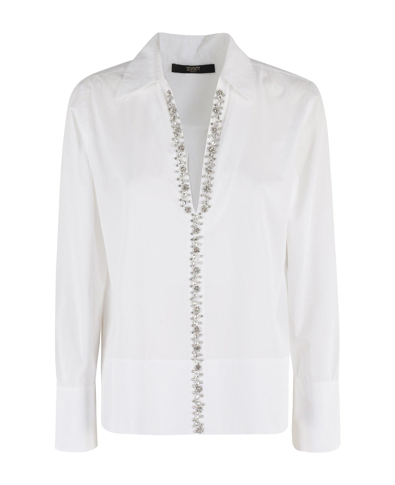 Seventy V-neck Embellished Blouse - White