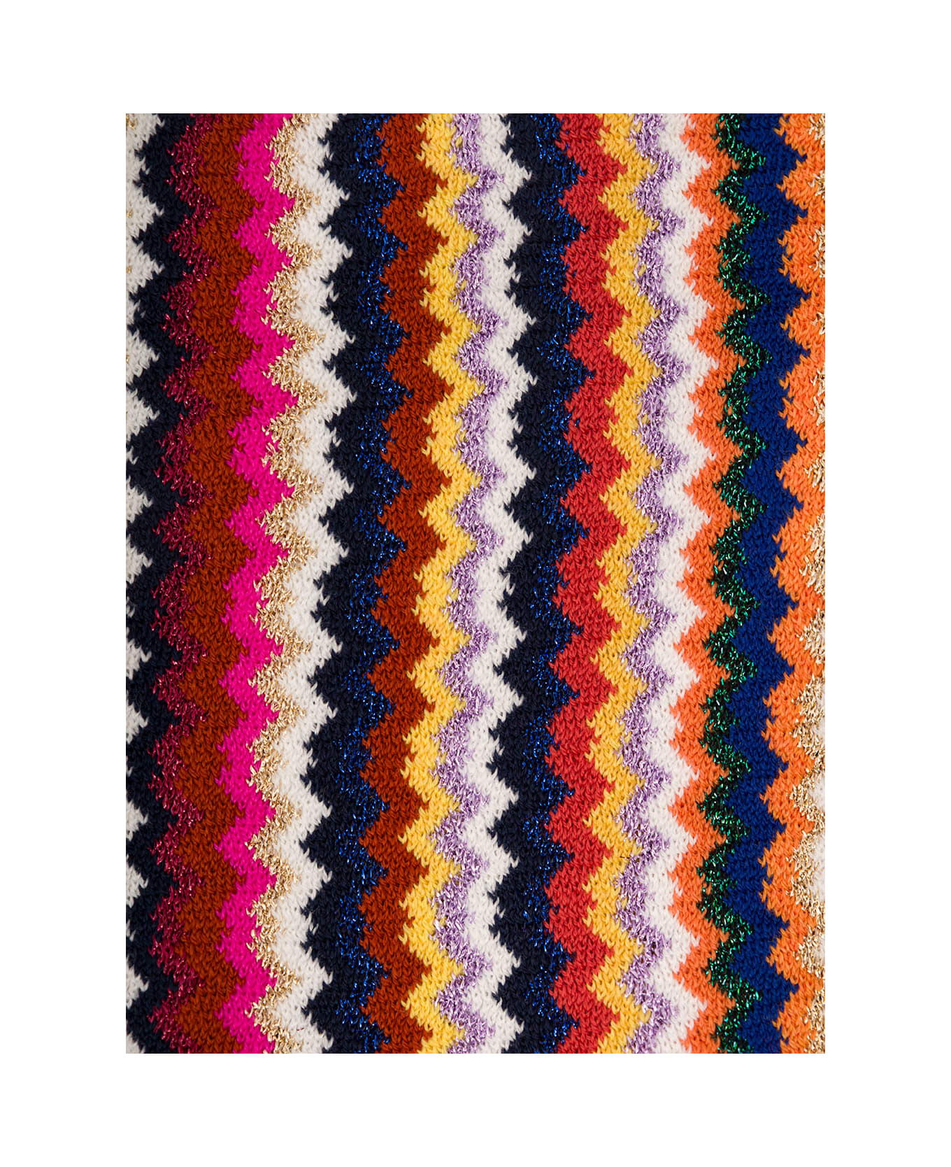 Missoni Multicolor Scarf With Zigzag Motif And Fringed Hem In Wool Blend Woman Missoni - Blu