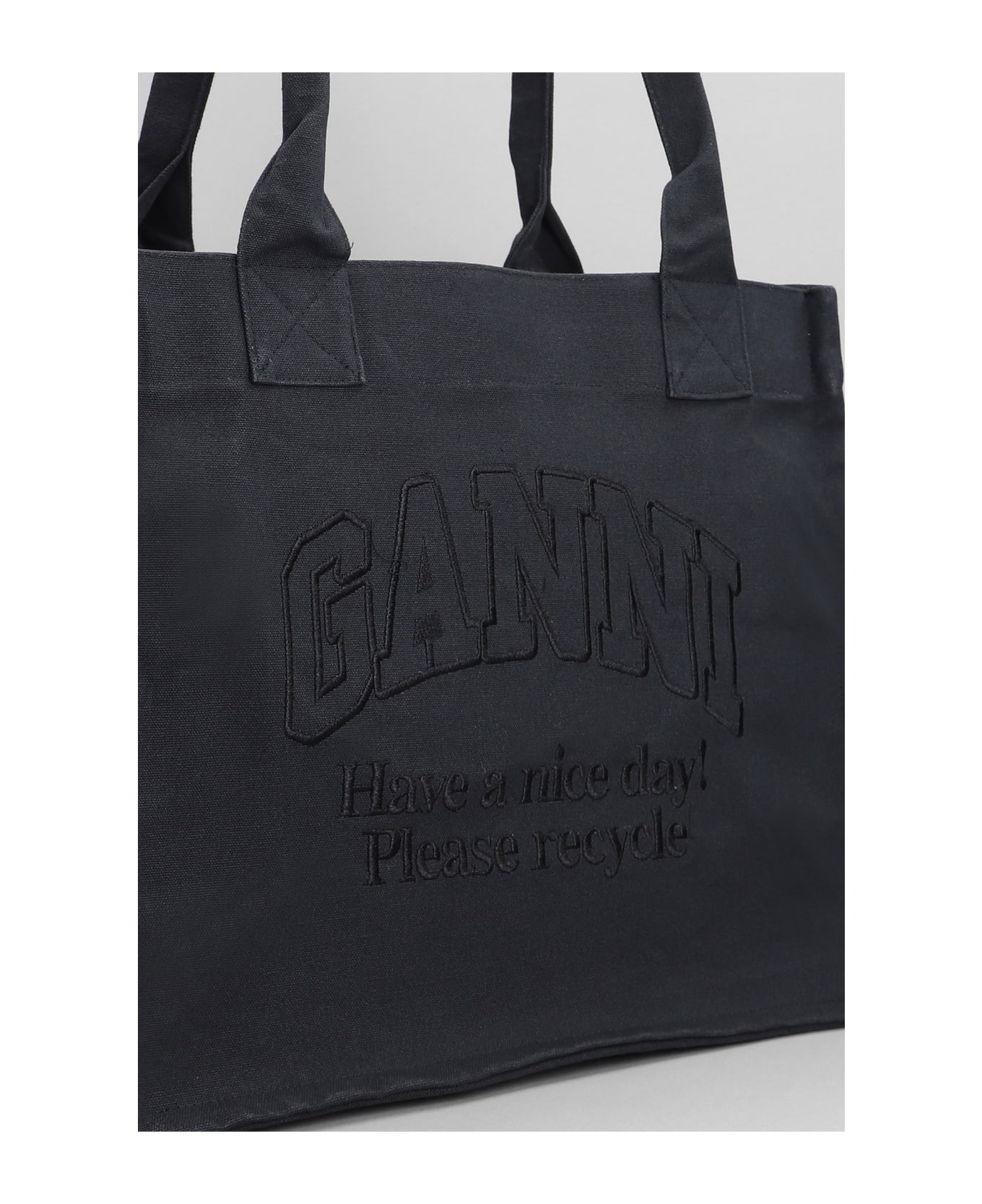 Ganni Large Tote Bag With Logo - PHANTOM