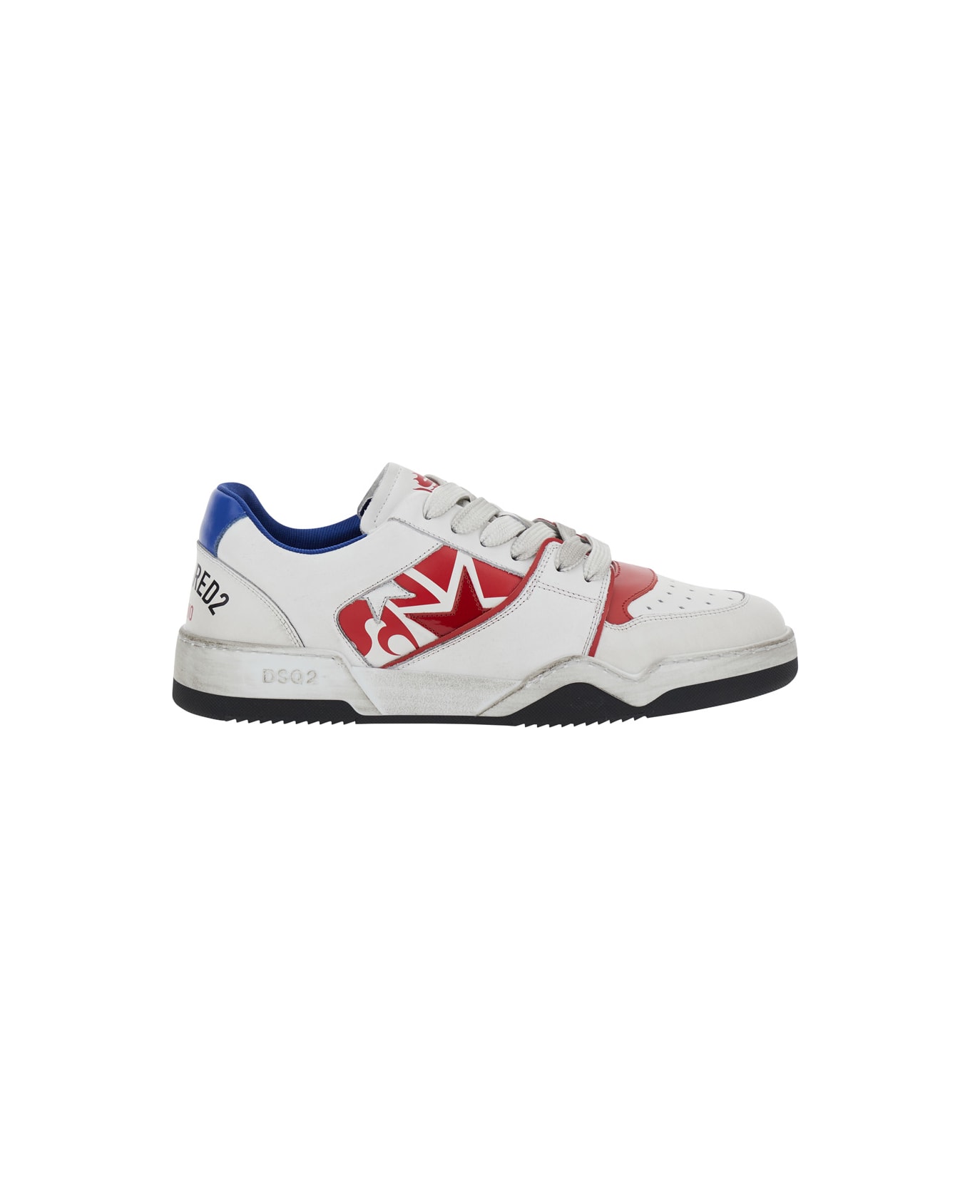 Dsquared2 White Sneakers With Distressed Effect And Logo On The Heel In Leather Man - White