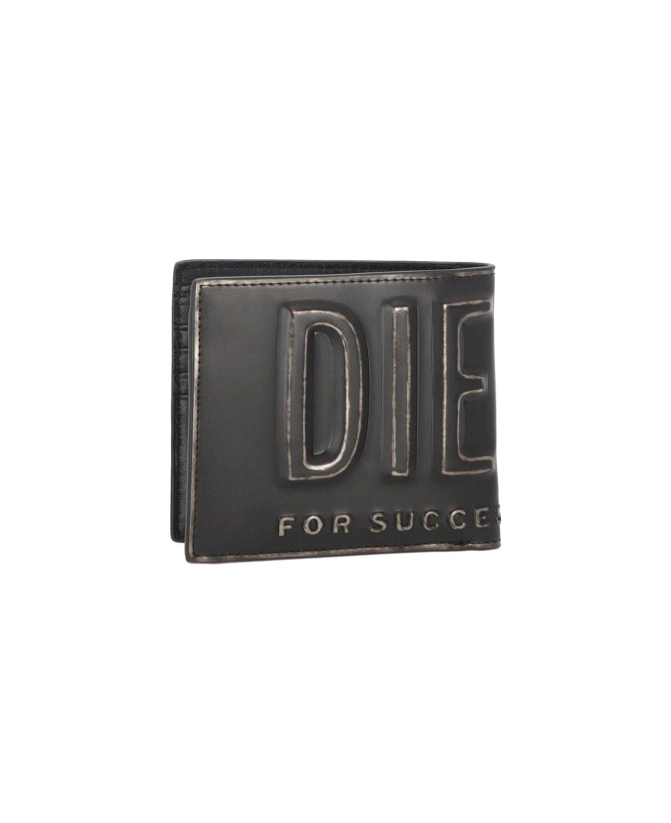 Diesel Embossed Logo Bifold Wallet - BLACK