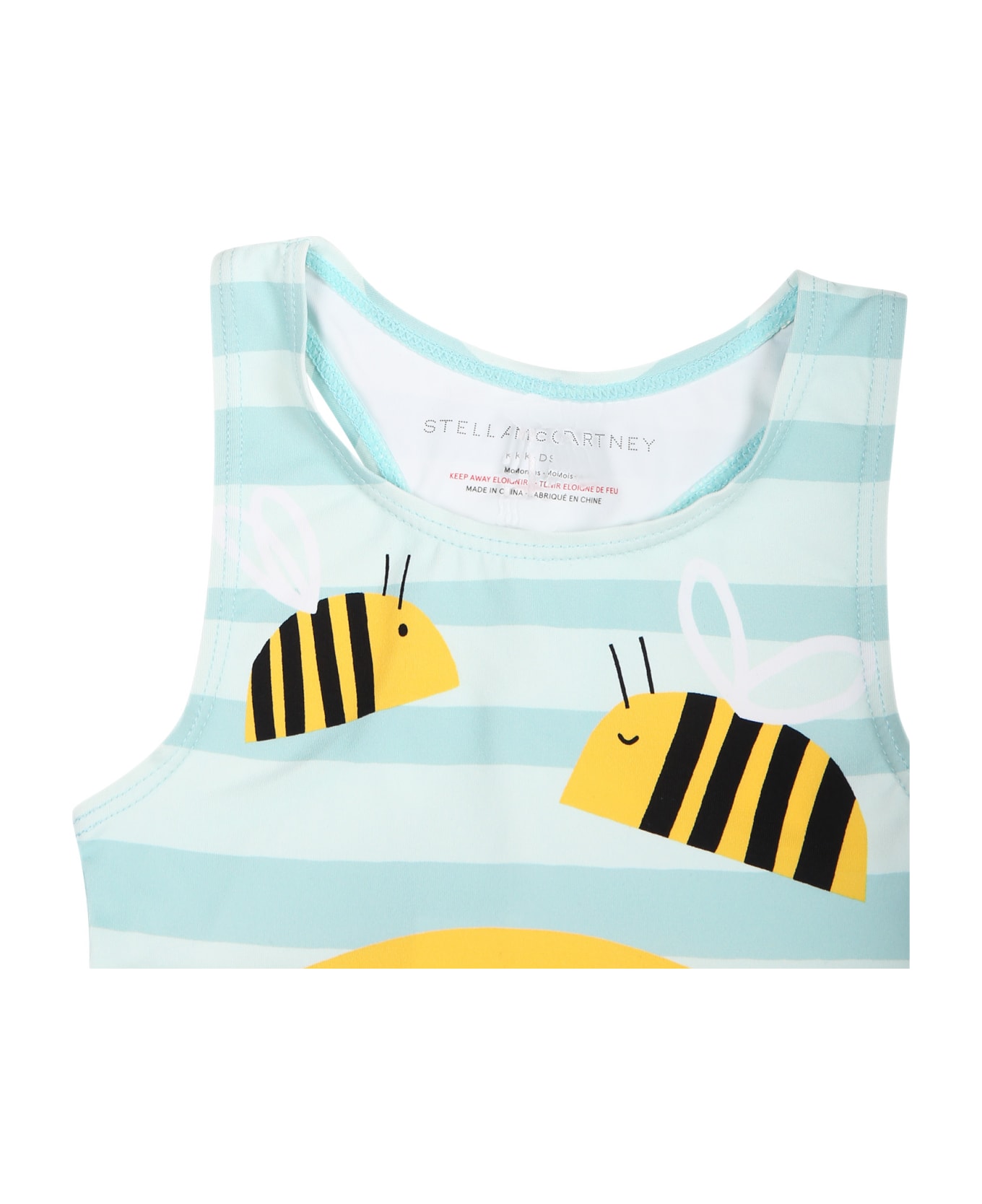 Stella tie-waist McCartney Light Blue Swimsuit For Baby Girl With Bees - BLUE