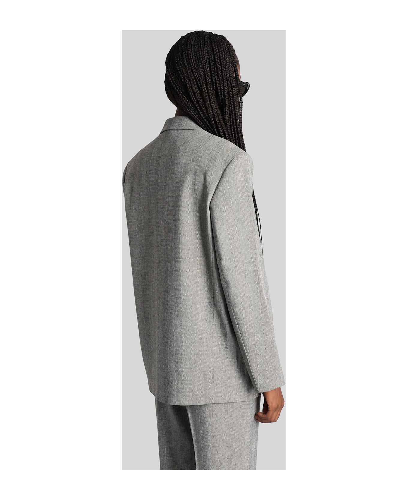 Anine Bing Quinn Blazer In Grey Polyester - grey