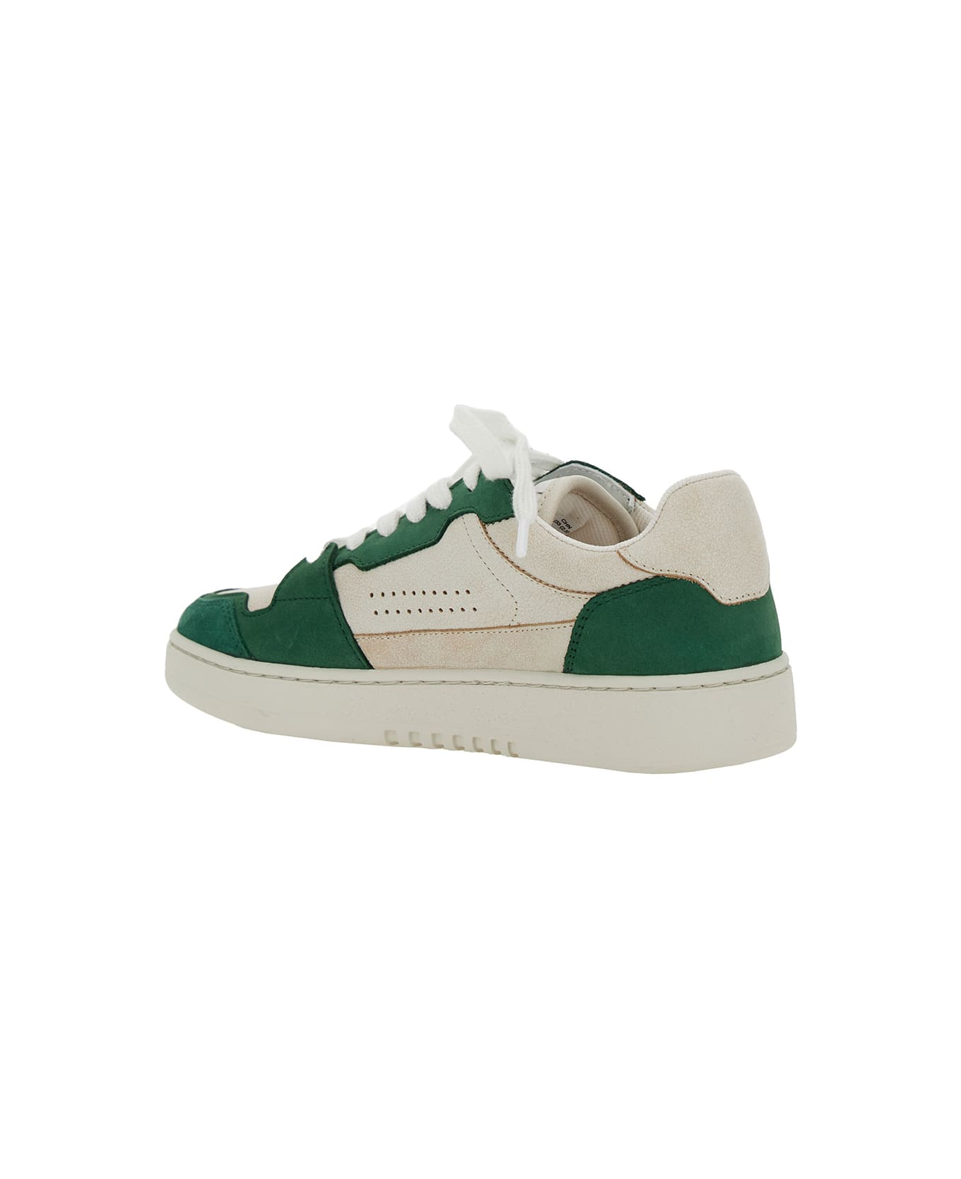 Axel Arigato 'dice Low' Green And White Low Top Sneakers With Embossed Logo And Vintage Effect In Leather Woman - White スニーカー