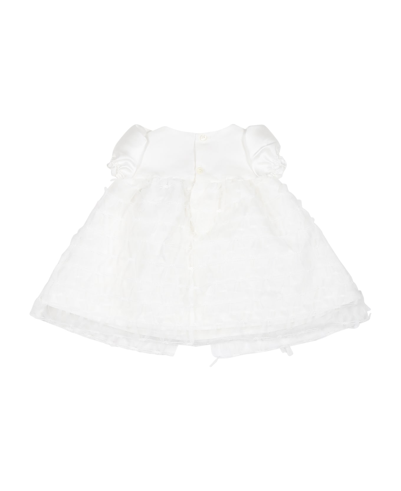 La stupenderia Vestito Bianco Per Neonata Con Fiocco - White