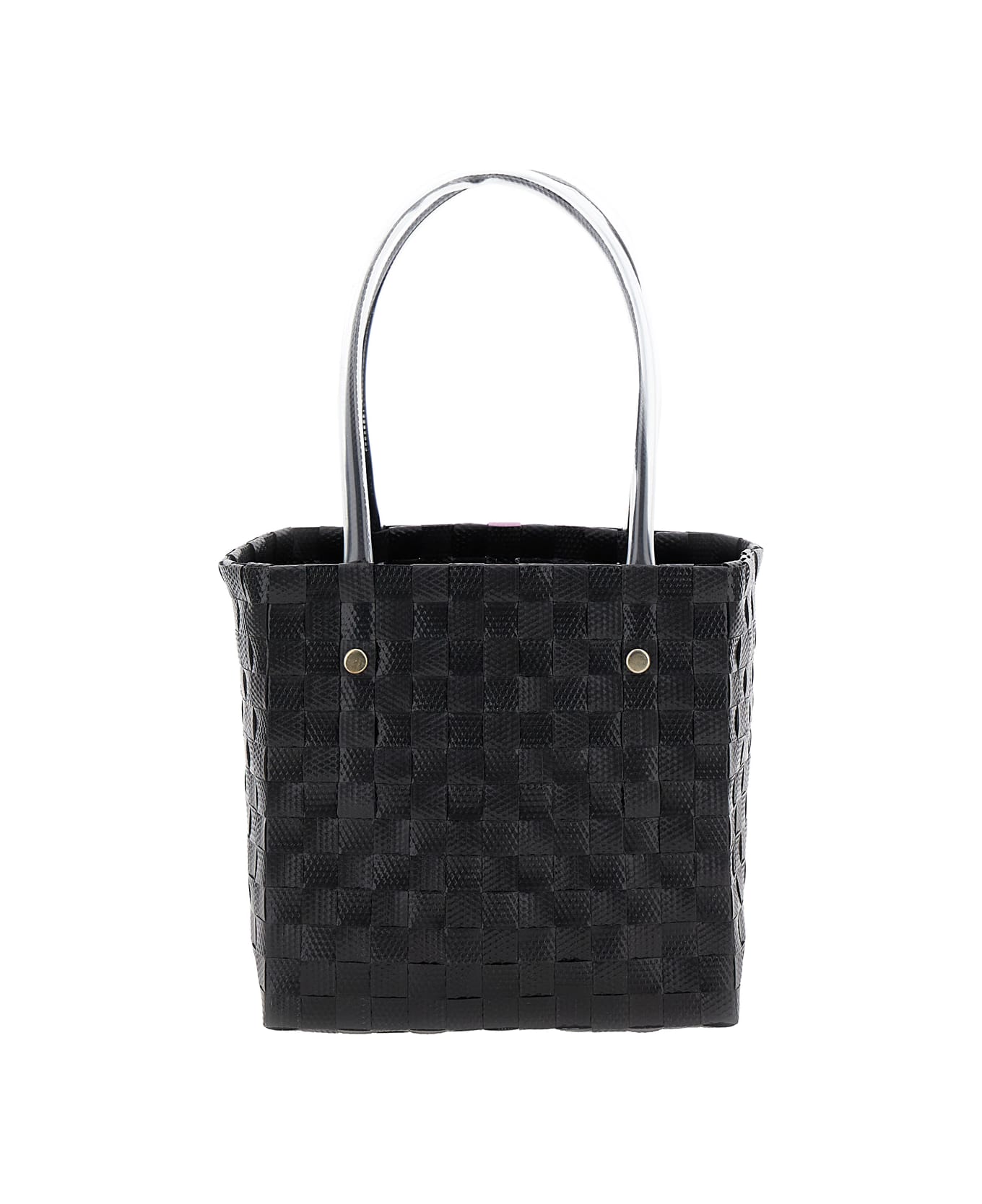 Marni Black Handbag With Floreal Motif In Woven Materials Girl - Multicolor