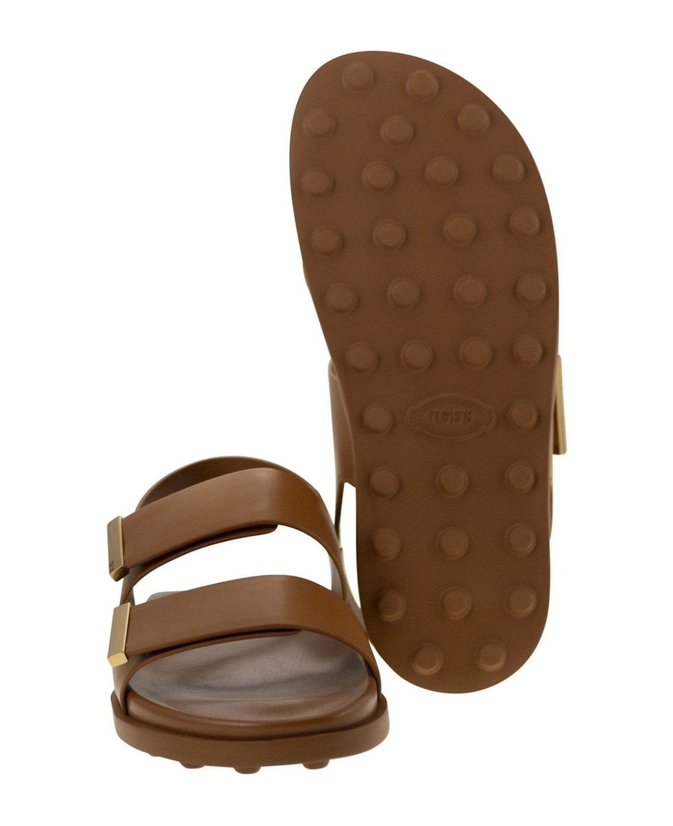 Tod
s Logo Engraved Slip-on Sandals - Kenia Scuro