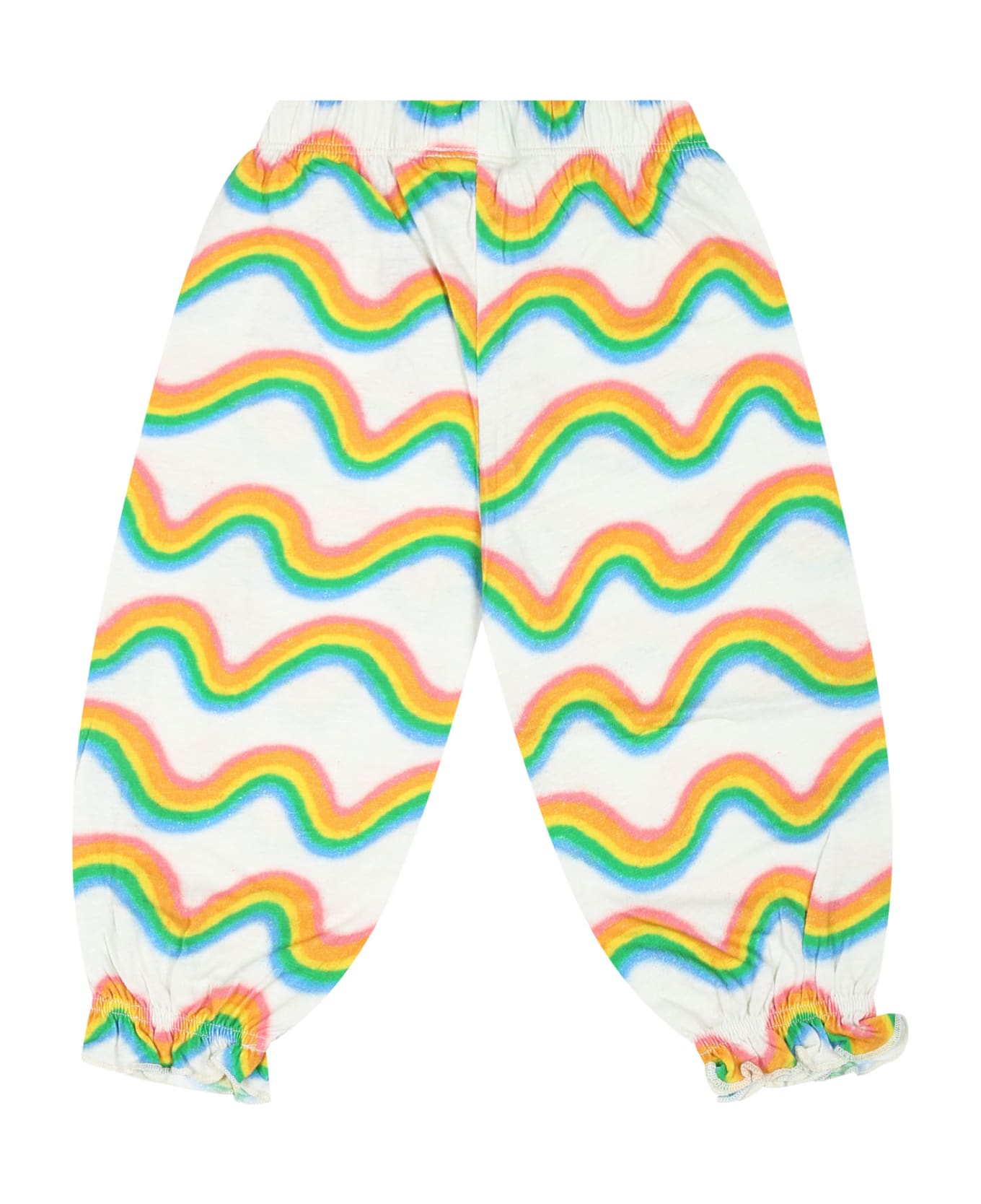 Molo White Trousers For Baby Girl With Rainbow Print - Multicolor