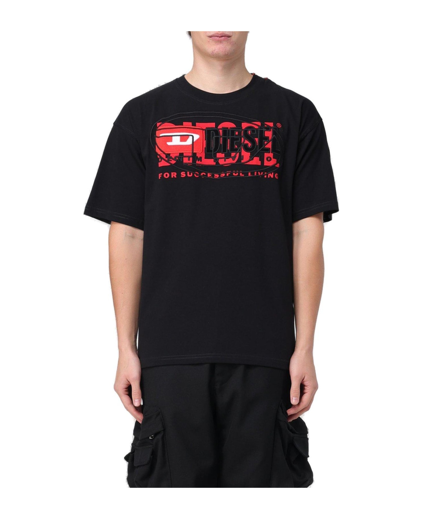 Diesel T-boxt Layered Logo T-shirt - Black