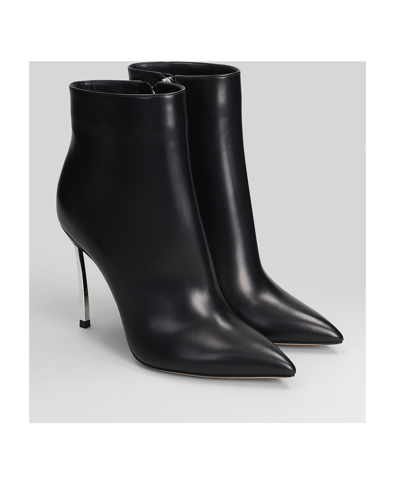 Casadei Blade High Heels Ankle Boots In Black Leather - black