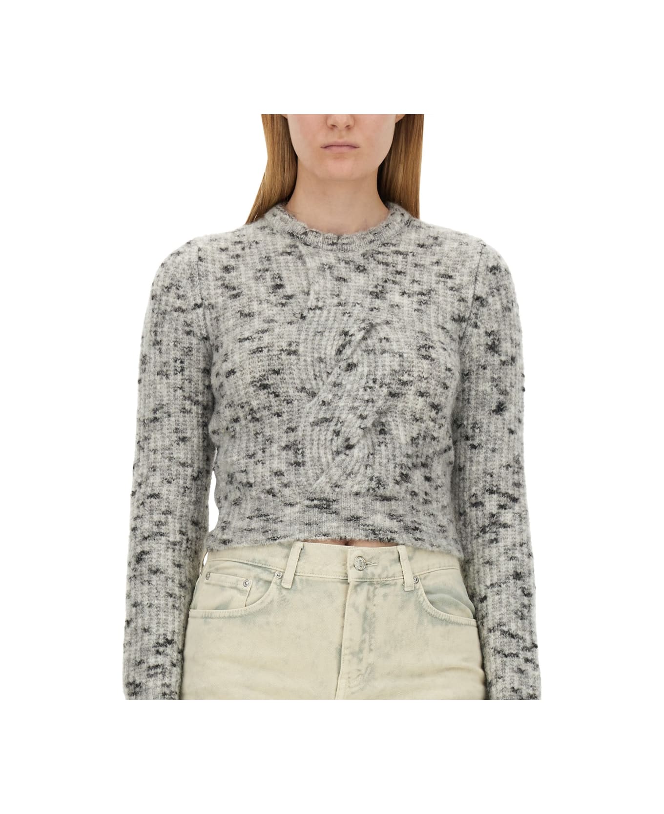 M05CH1N0 Jeans Cropped Shirt - Grigio Fantasia