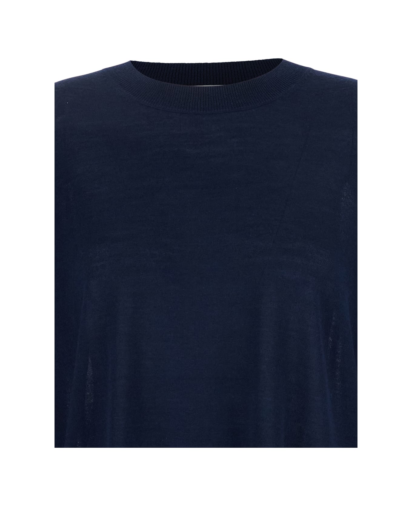 Parosh Blue Long-sleeved Crewneck Sweater In Wool And Silk Blend Woman - Blu