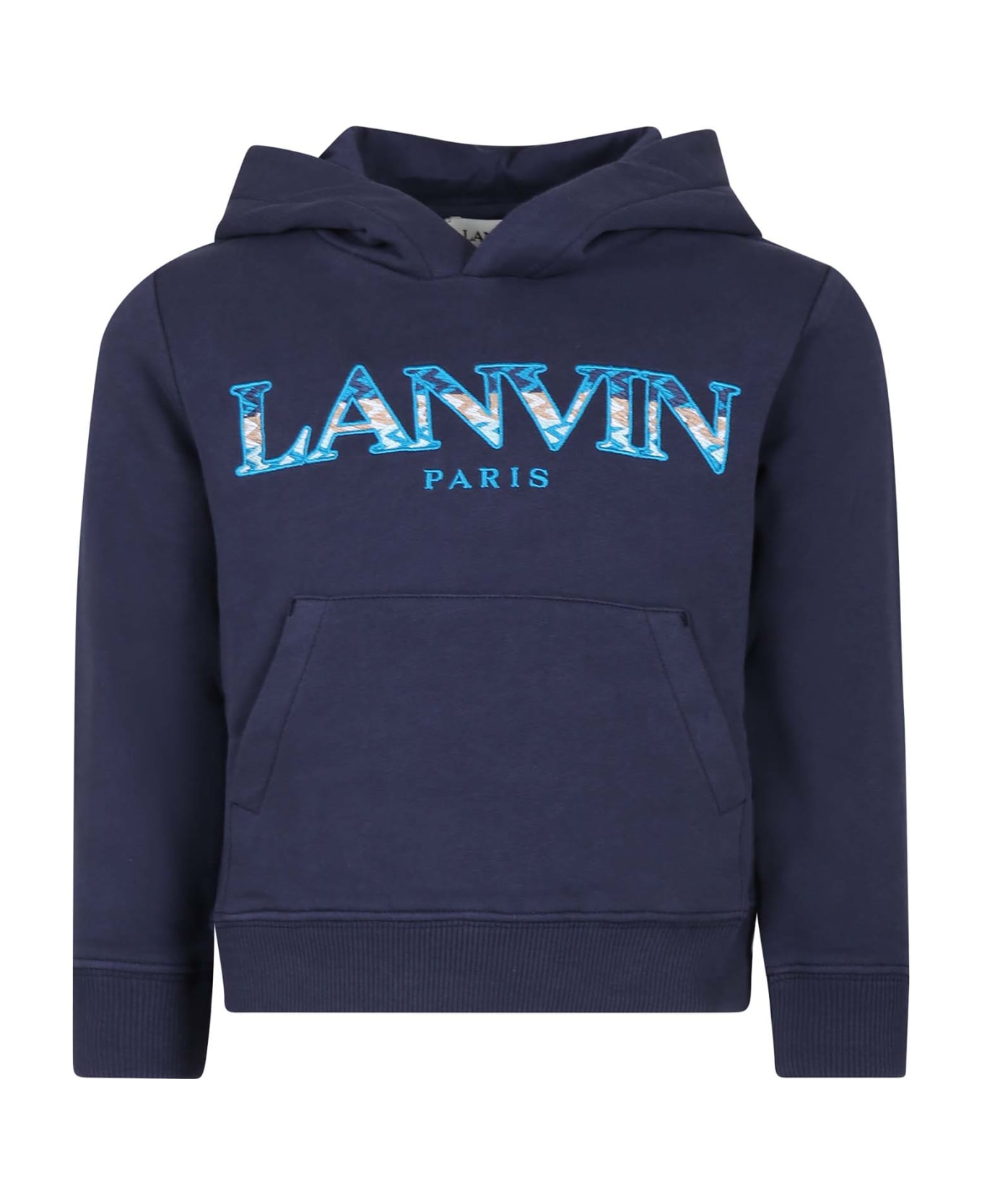 Lanvin Blue Sweatshirt For Boy With Logo - Blue ニットウェア＆スウェットシャツ