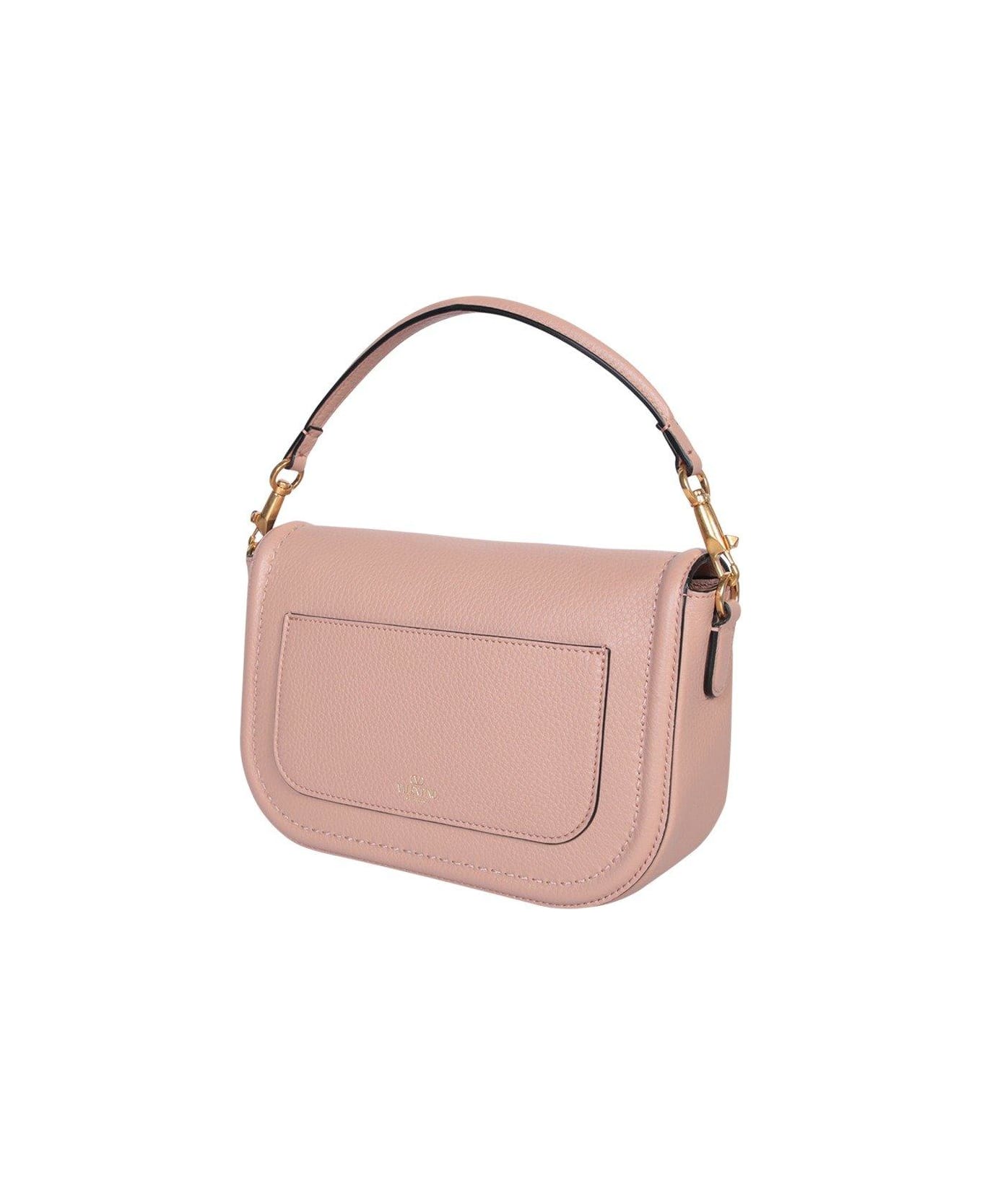 Valentino Garavani Vlogo Plaque Foldover Top Shoulder Bag - Pink