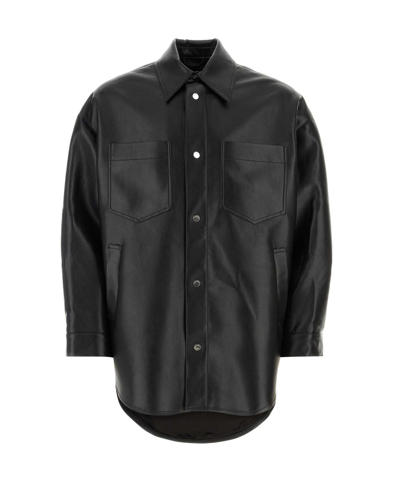 Nanushka Black Synthetic Leather Oversize Martin Shirt - BLACK シャツ