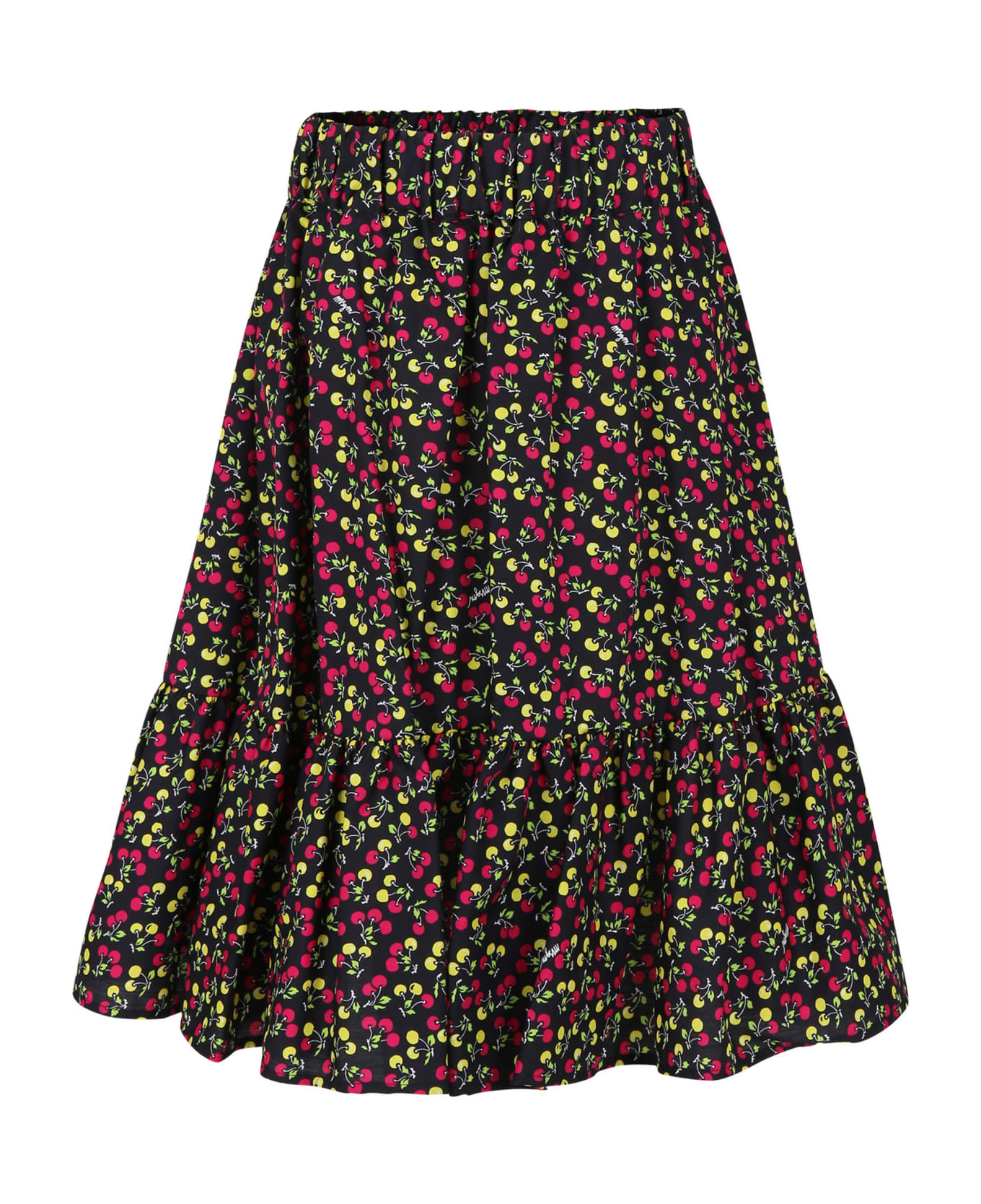 MSGM Black Skirt For Girl With Cherry Print - Black