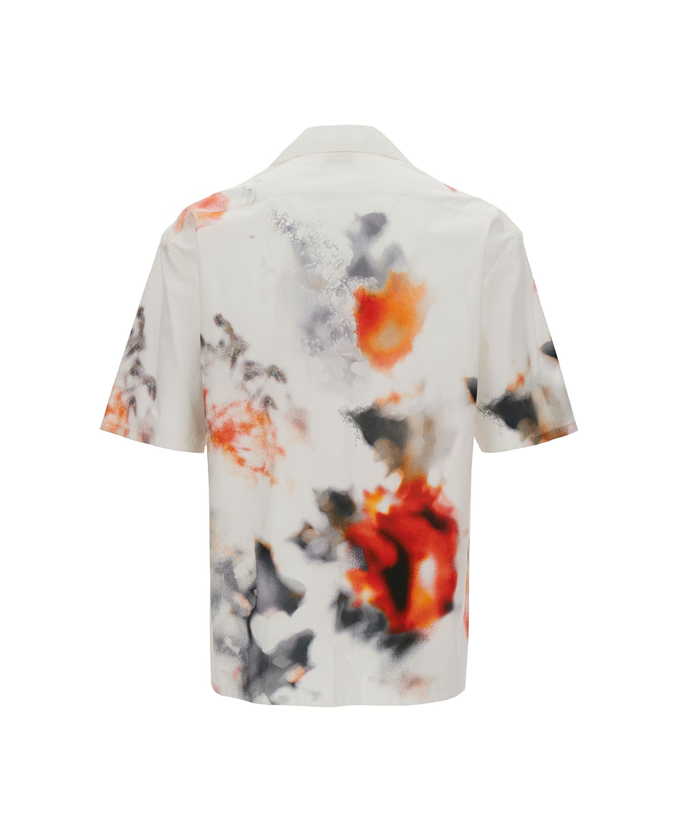Alexander McQueen White Bowling Shirt With Multicolor Print In Cotton Man - Multicolor