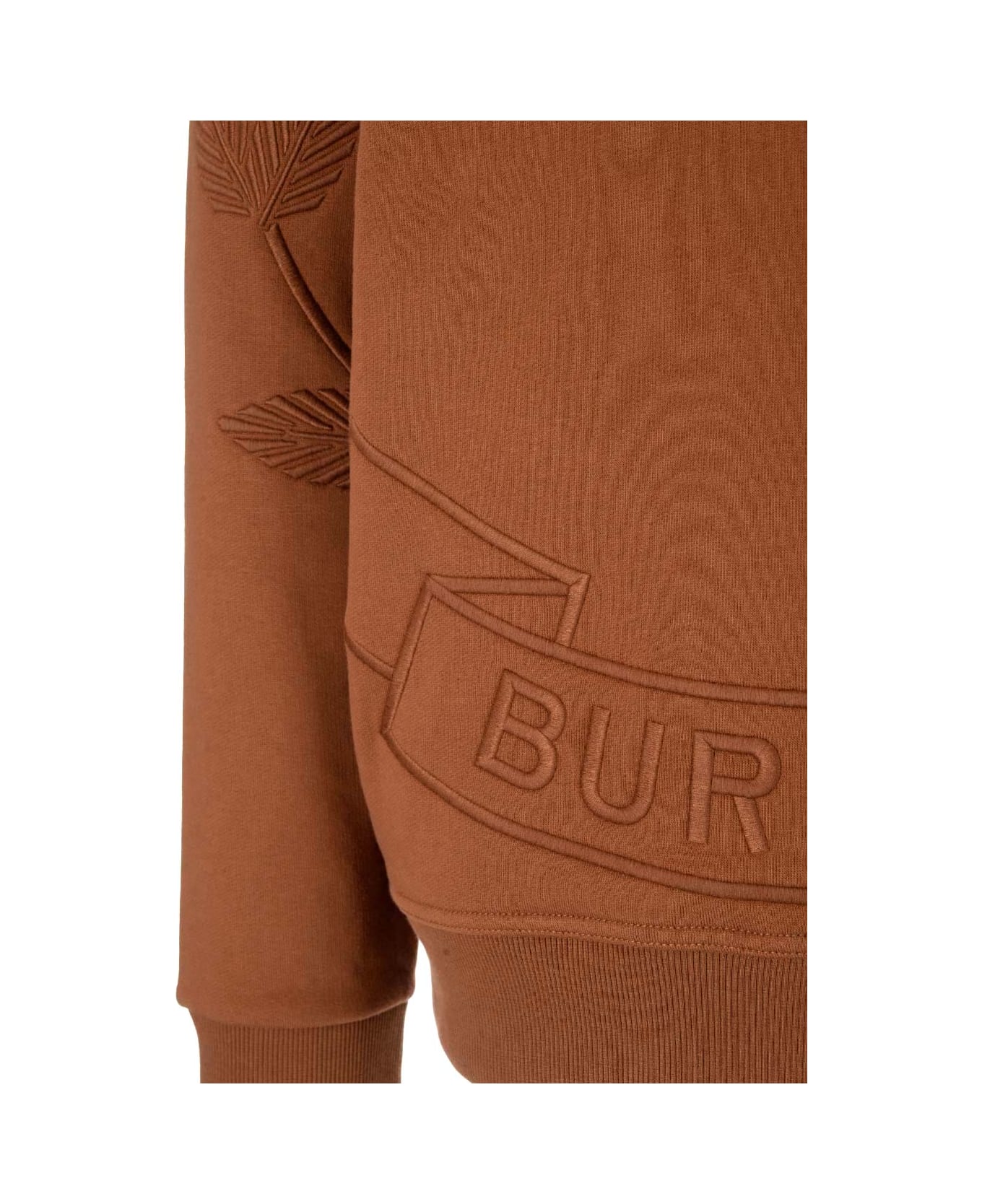 Burberry Brown Hoodie With Embroidered Logo - Brown