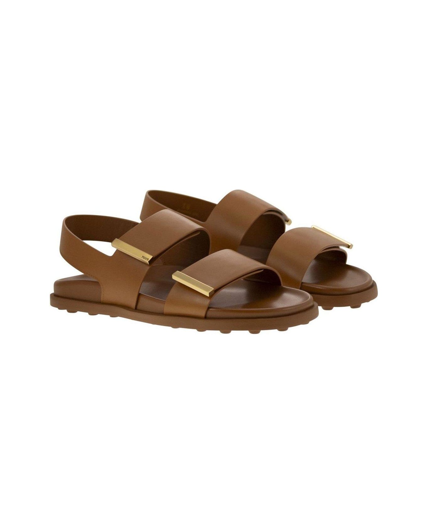 Tod
s Logo Engraved Slip-on Sandals - Kenia Scuro