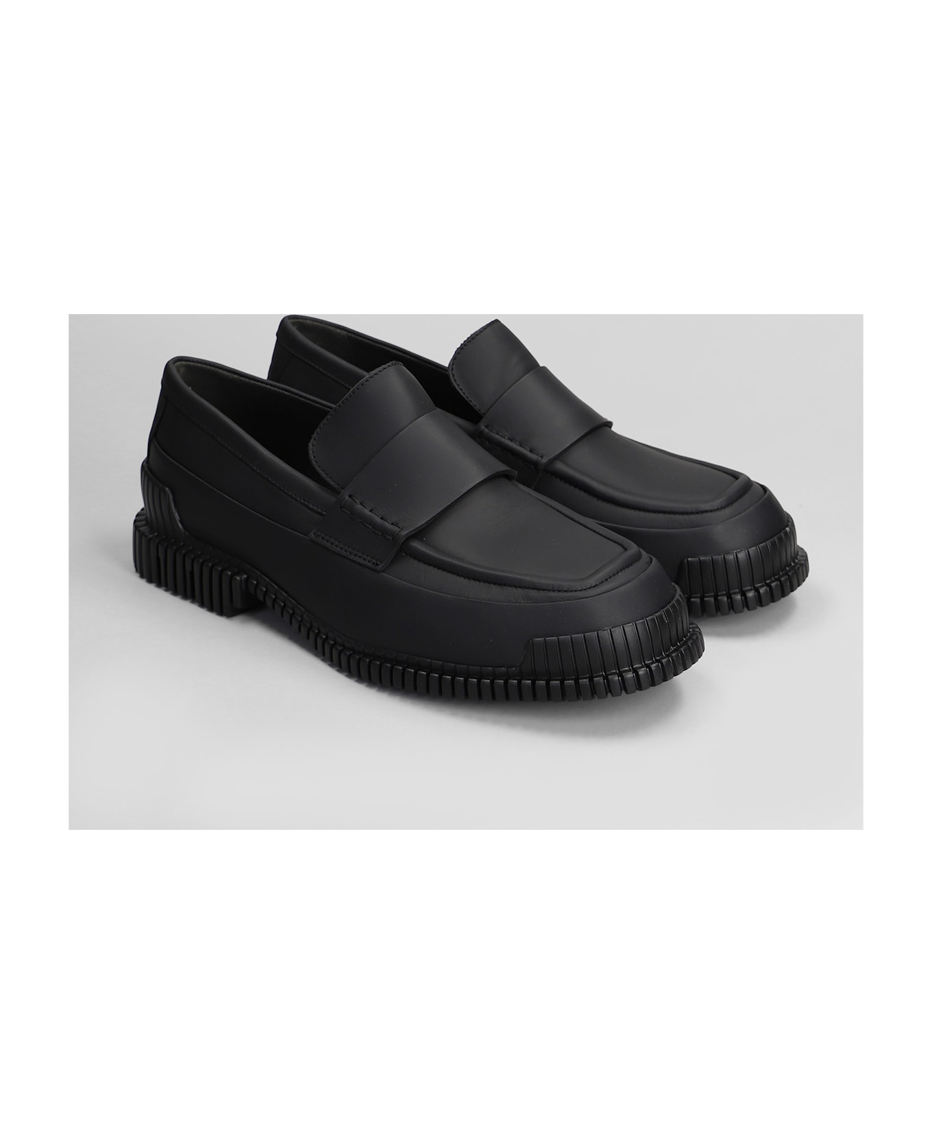 Camper Pix Loafers In Black Leather - black ローファー＆デッキシューズ