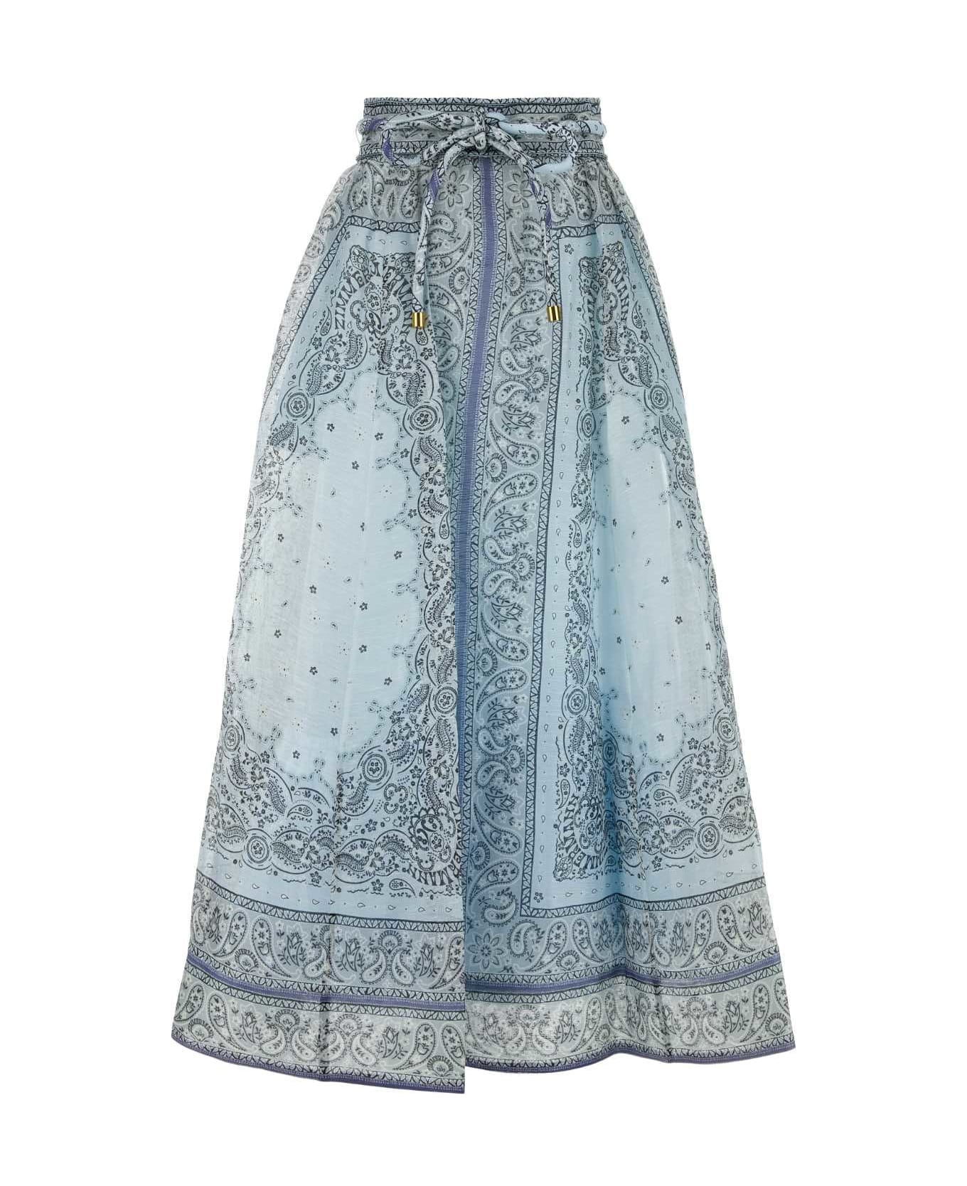 Zimmermann Printed Linen Blend Matchmaker Skirt - BLUEBANDANA