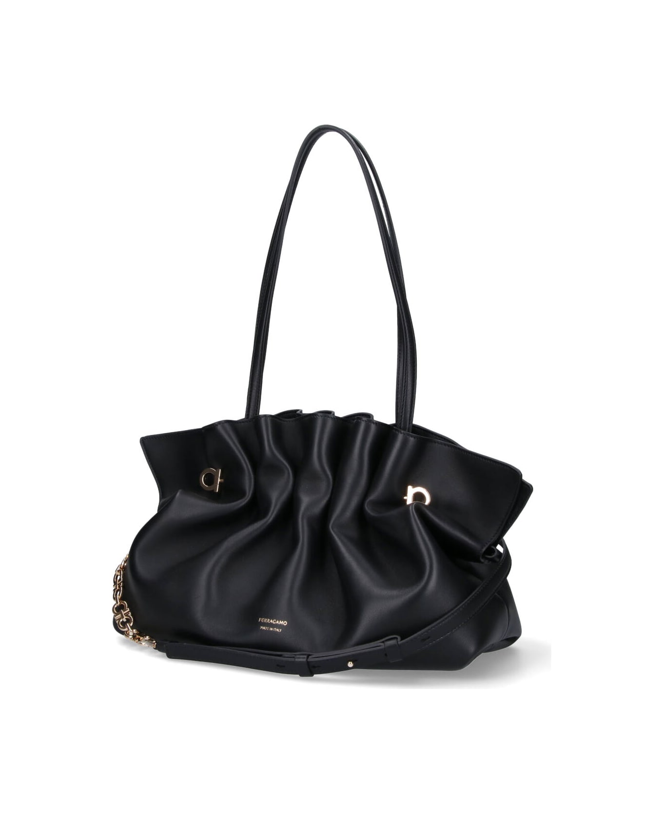 Ferragamo Medium Shoulder Bag "piercing" - Black  