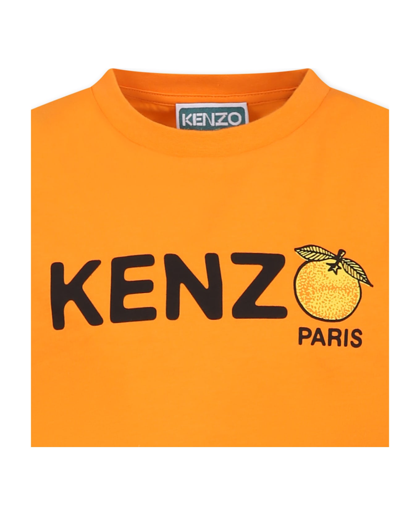 Kenzo Kids Orange T-shirt For Boy With Logo - Orange
