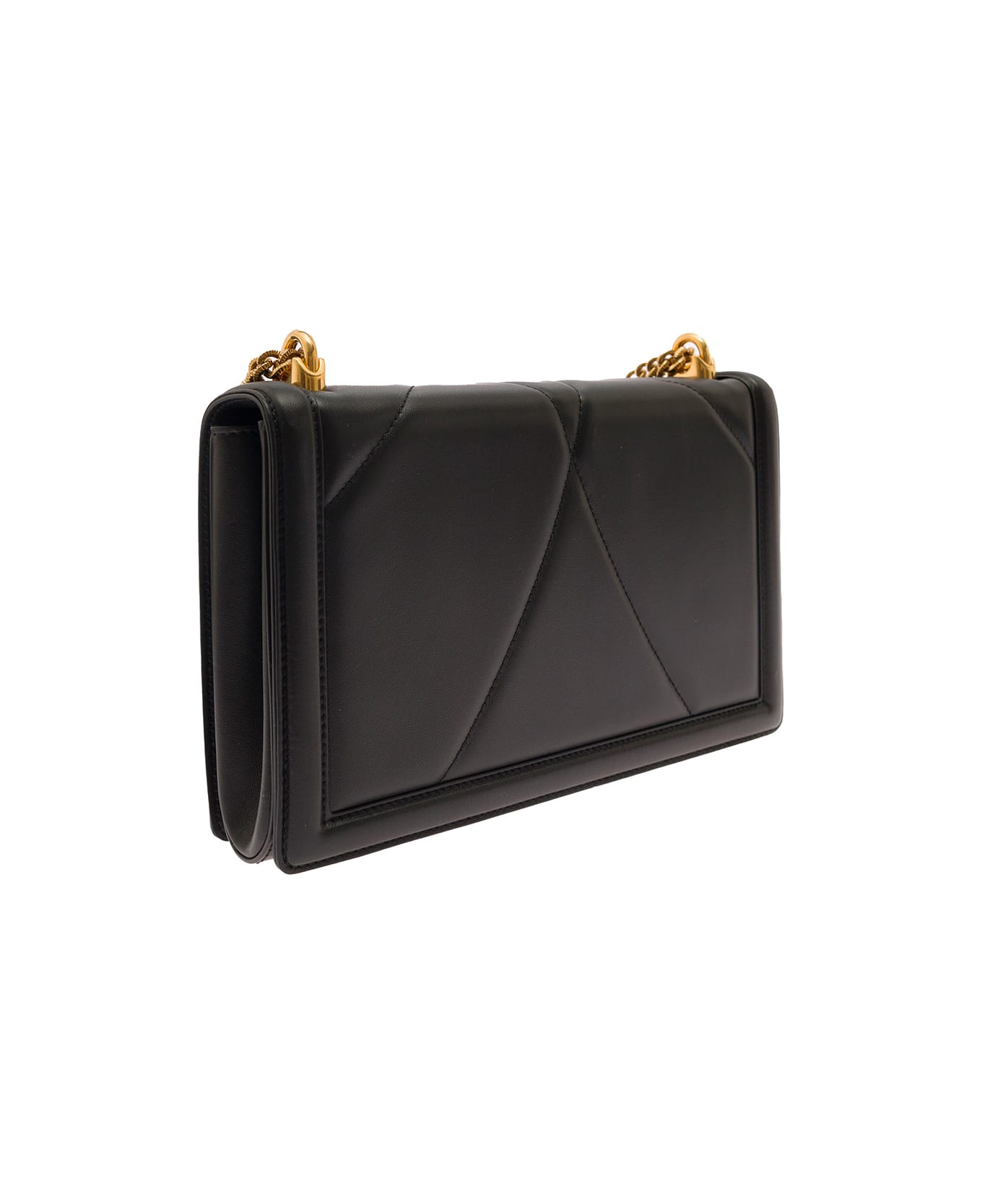 Dolce & Gabbana Devotion Shoulder Bag In Nappa Leather Matelassè - Black