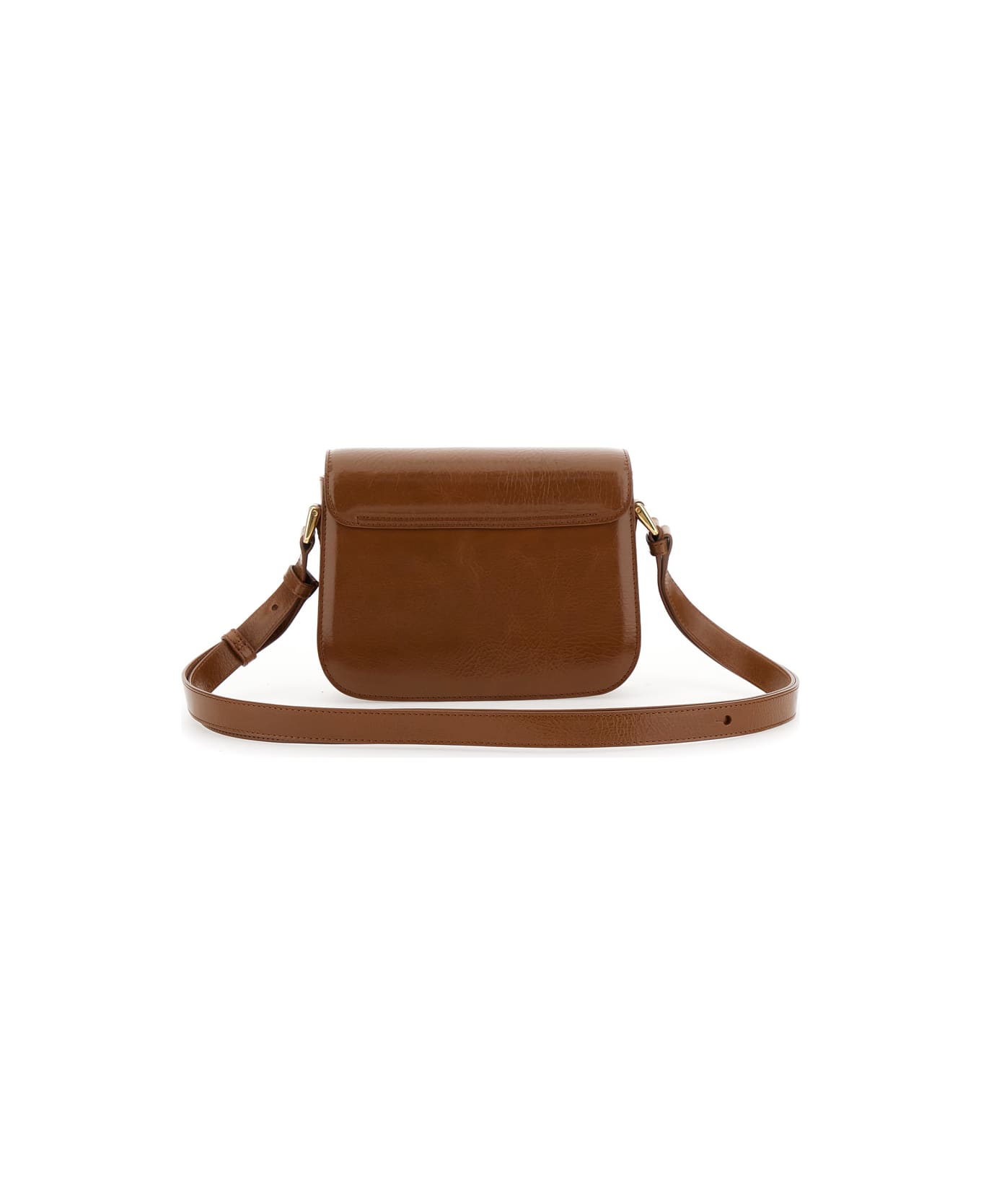 A.P.C. 
grance
 Brown Small Crossbody Bag Wirh Embossed Logo Lettering On The Front And Adjustable Shoulder Strap In Hammered Leather Woman - Brown