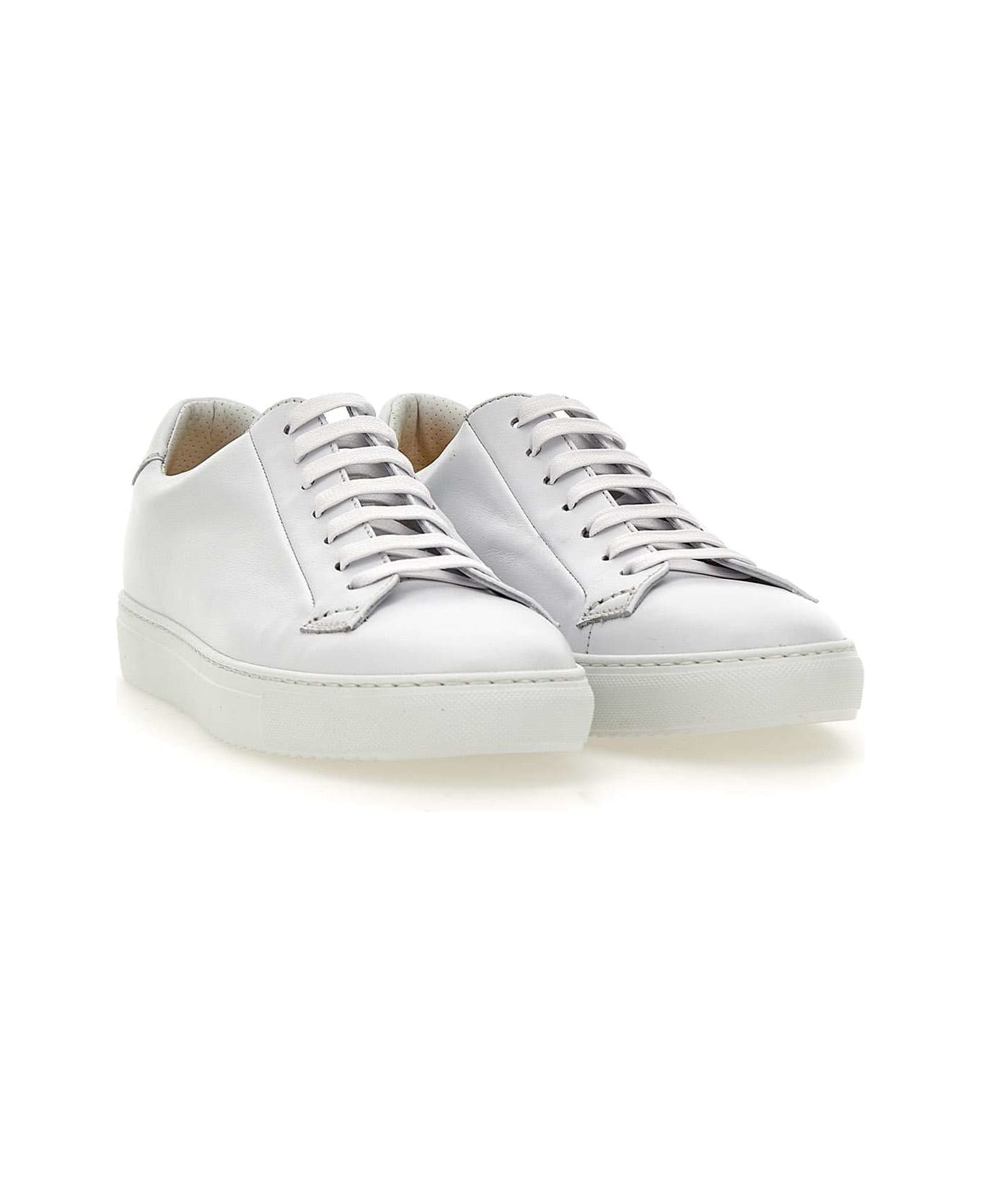 Doucal's "chiffon" Leather Sneakers - WHITE