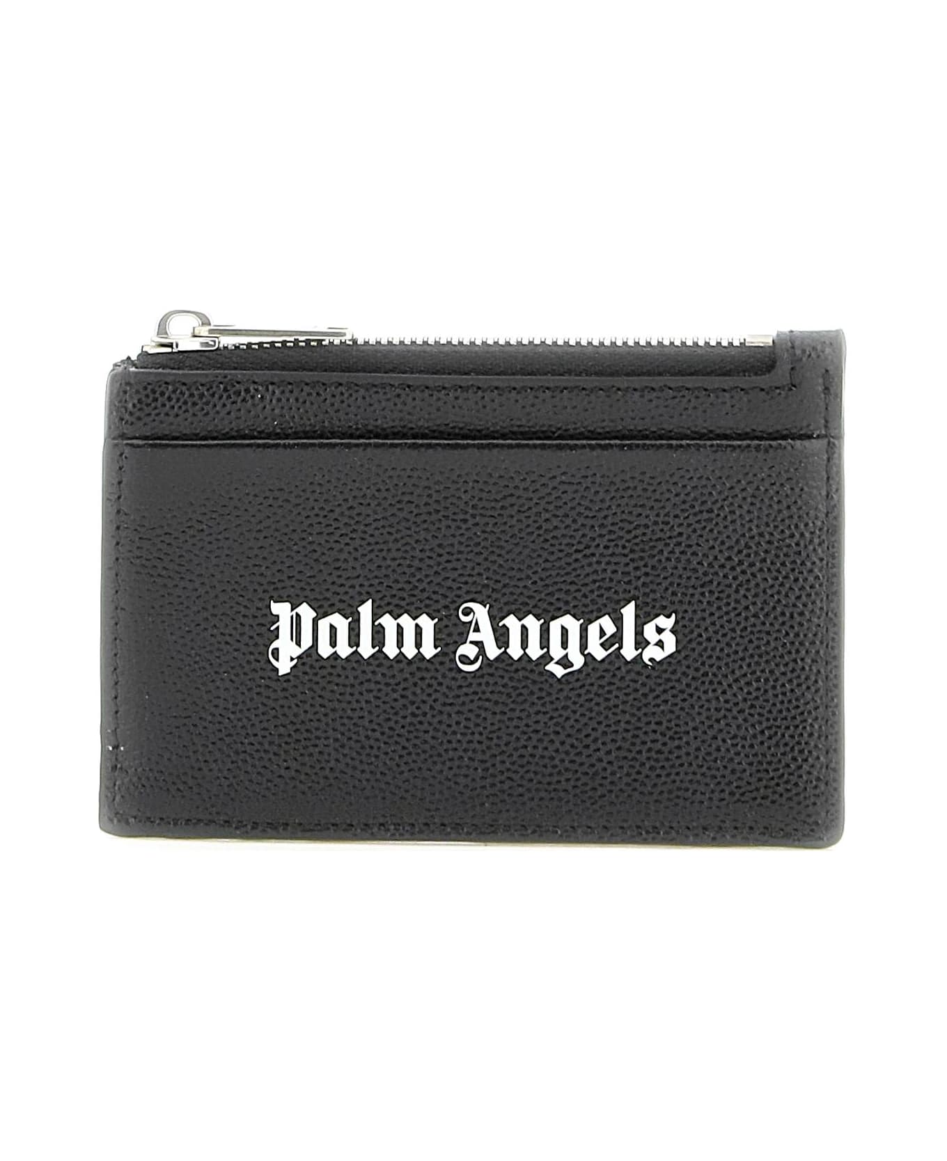Palm Angels Leather Cardholder With Logo - BLACK WHITE (Black) 財布