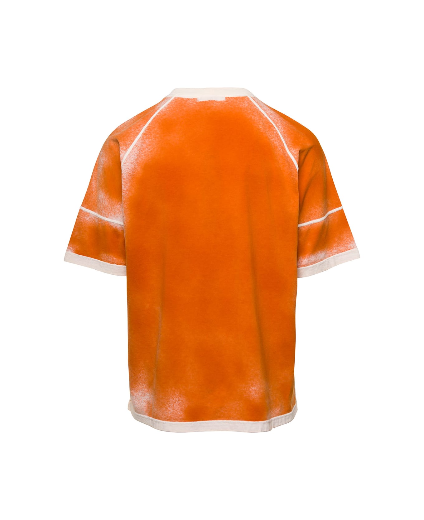 Stone Island Orange T-shirt With Logo Print And Fade Effect In Cotton Man - Orange