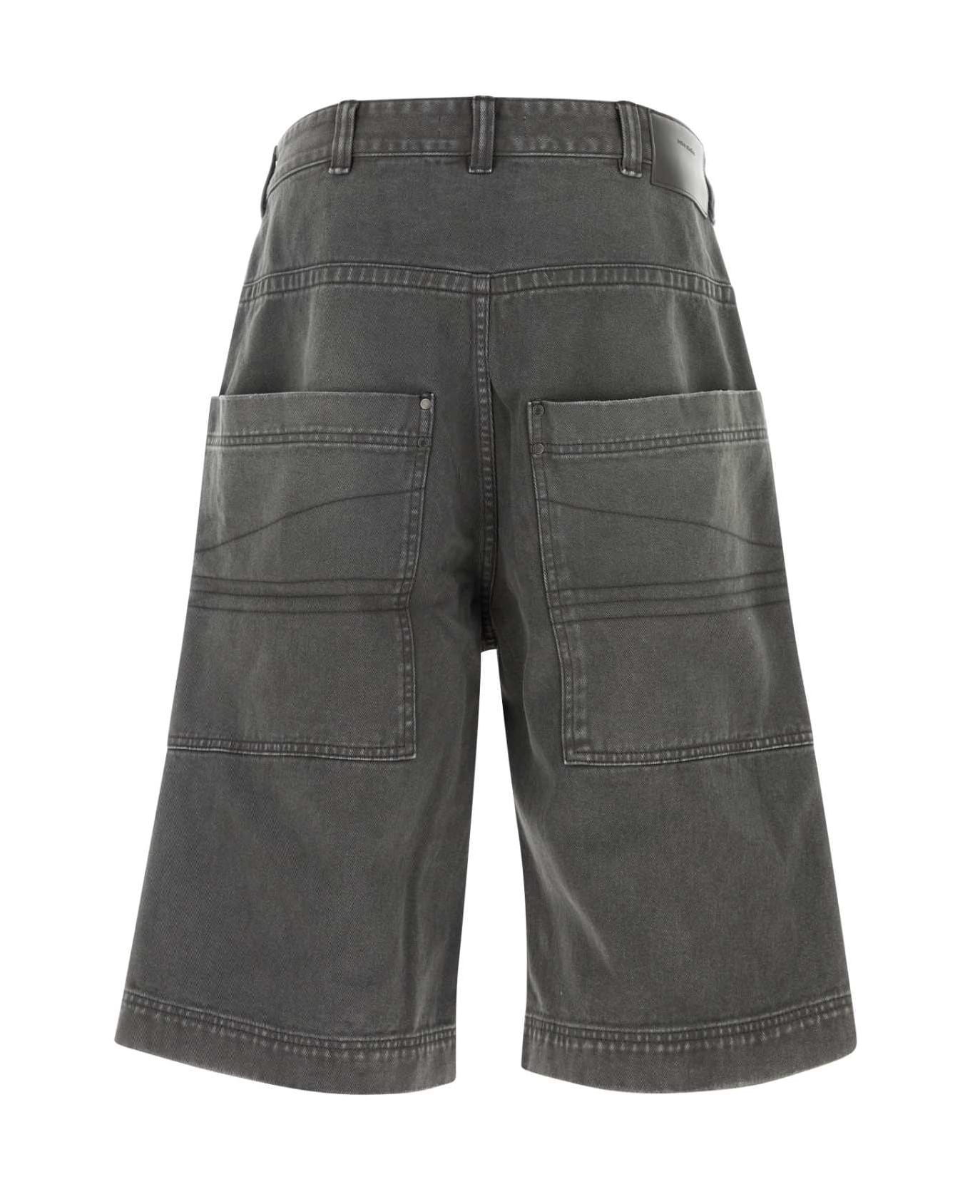 Entire Studios Dark Grey Denim Bermuda Shorts - STONELIGHT