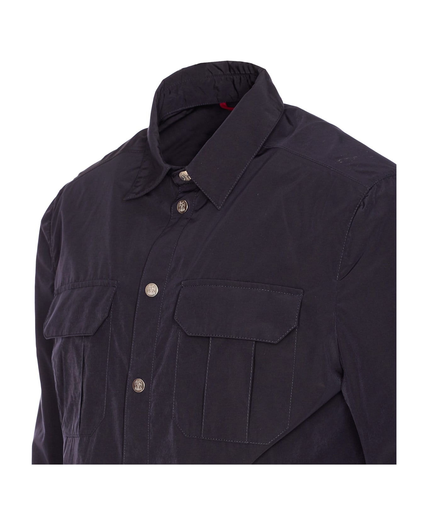 Brunello Cucinelli Shirt Jacket With Logo Buttons - Blue