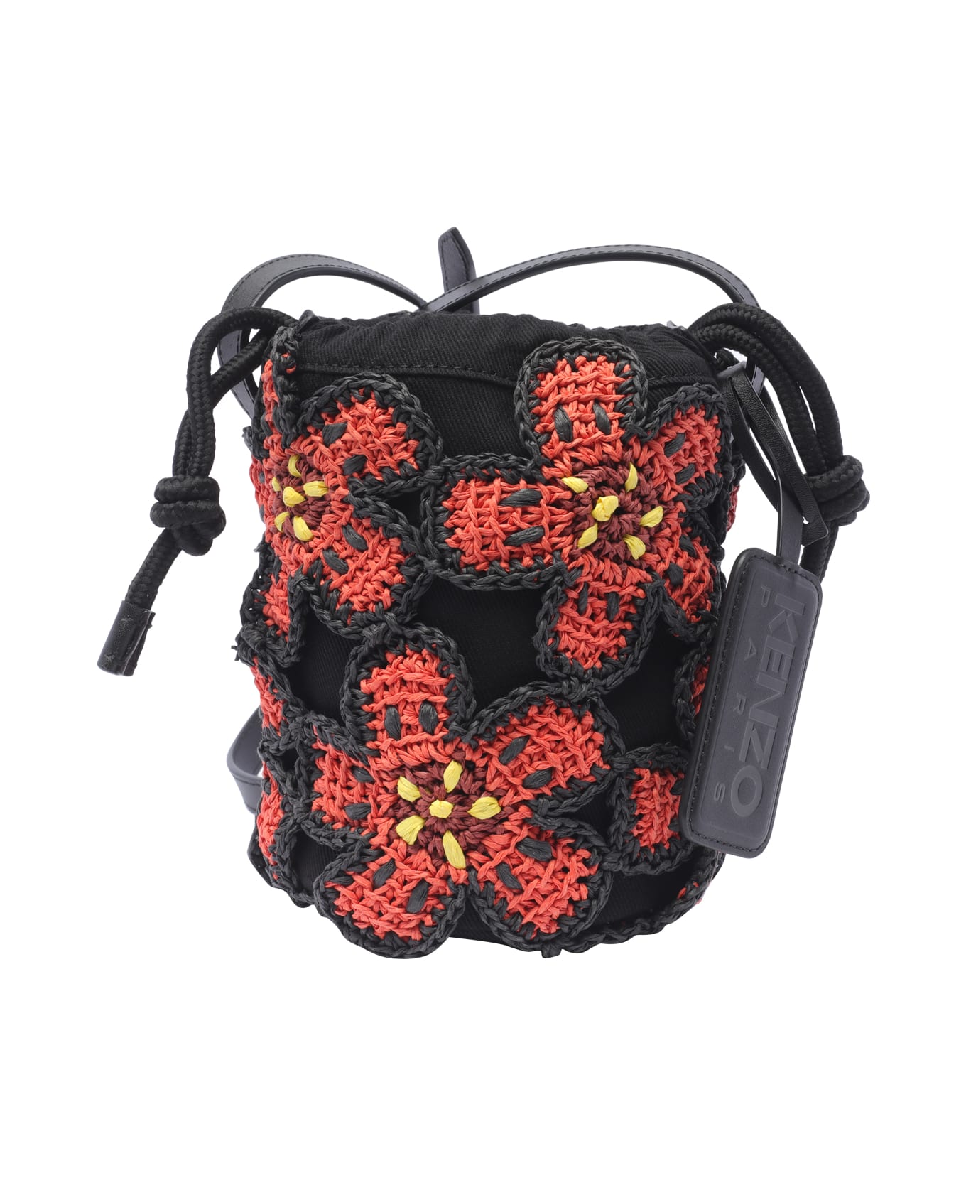 Kenzo Floral Patterned Bucket Bag - Black