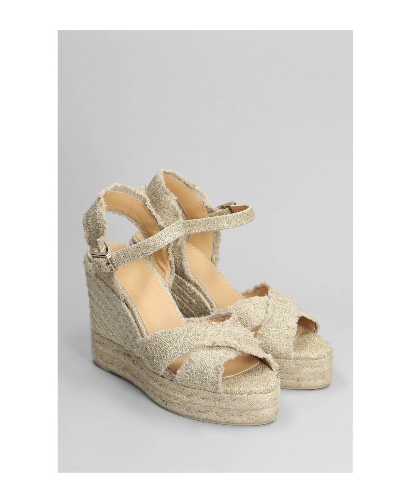 Castañer Bromelia-8ed-032 Wedges In Gold Canvas - gold サンダル