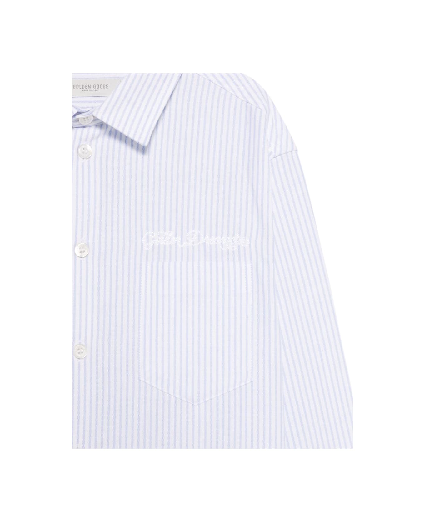 Golden Goose Golden/ Boy's Regular Shirt/ Striped Cotton With Embroidery - WHITE