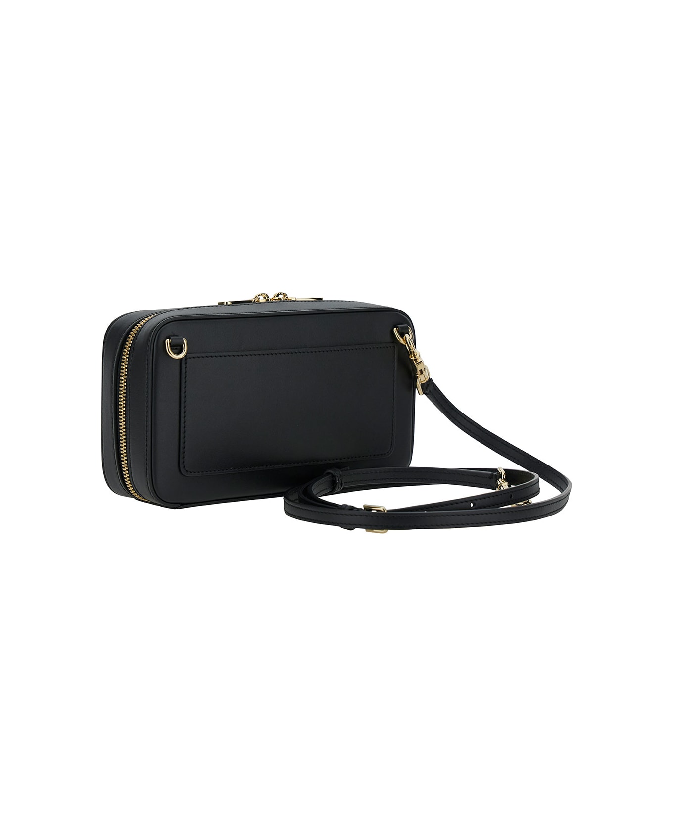 Dolce & Gabbana Black Crossbody Bag With Quilted Dg Logo In Leather Woman - Black