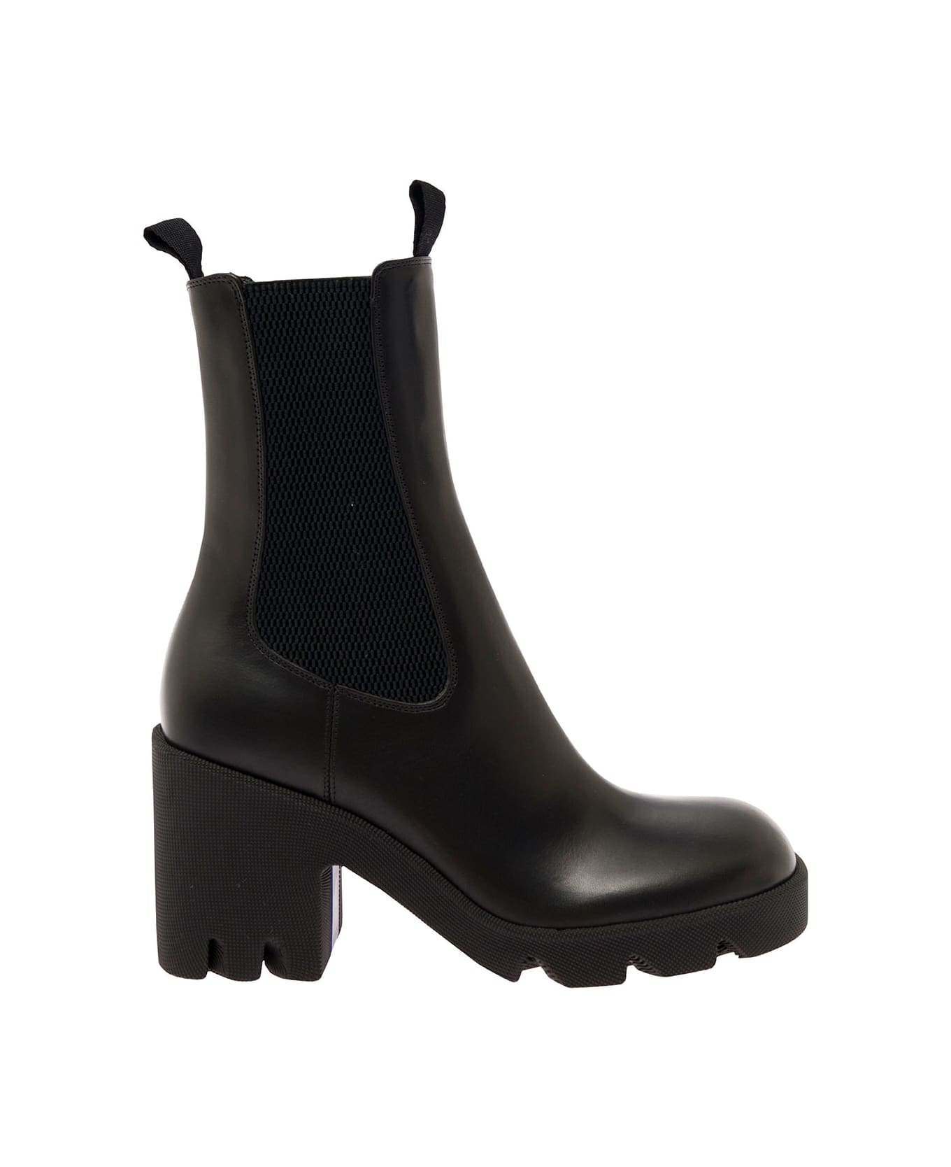 Burberry Black Chelsea Boots With Platform And Elastic Inserts In Leather Woman - Black