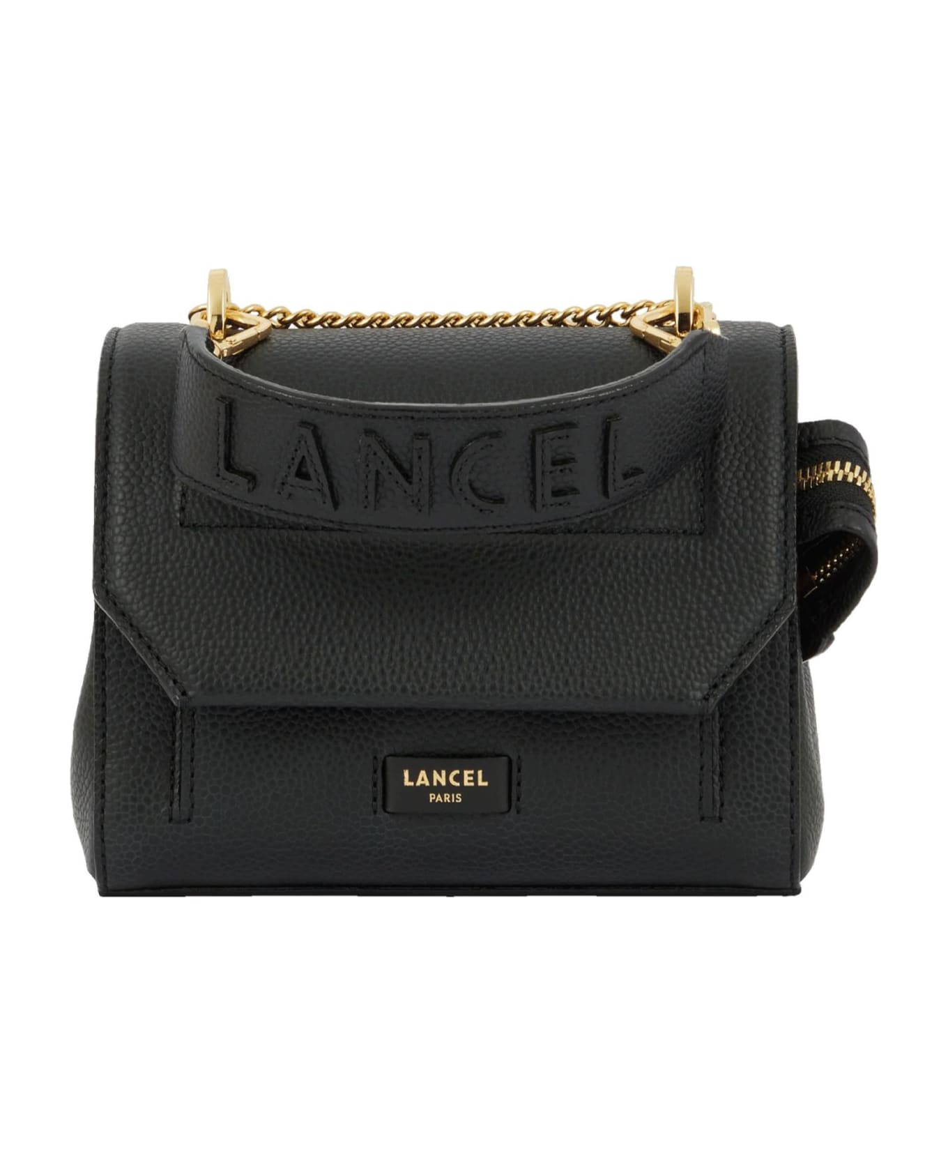 Lancel Black Grained Leather Shoulder Bag - Black ショルダーバッグ