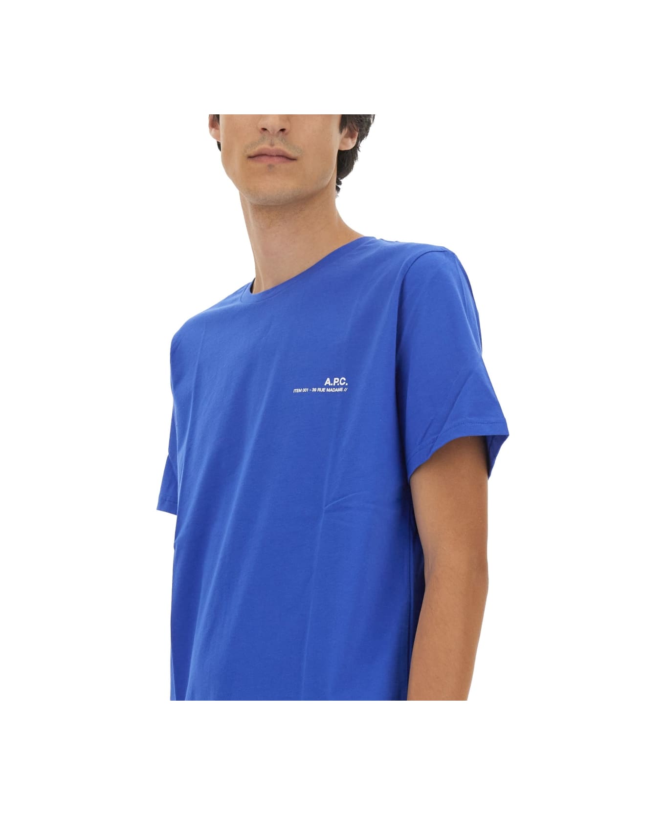 A.P.C. Logo Print T-shirt - BLUE